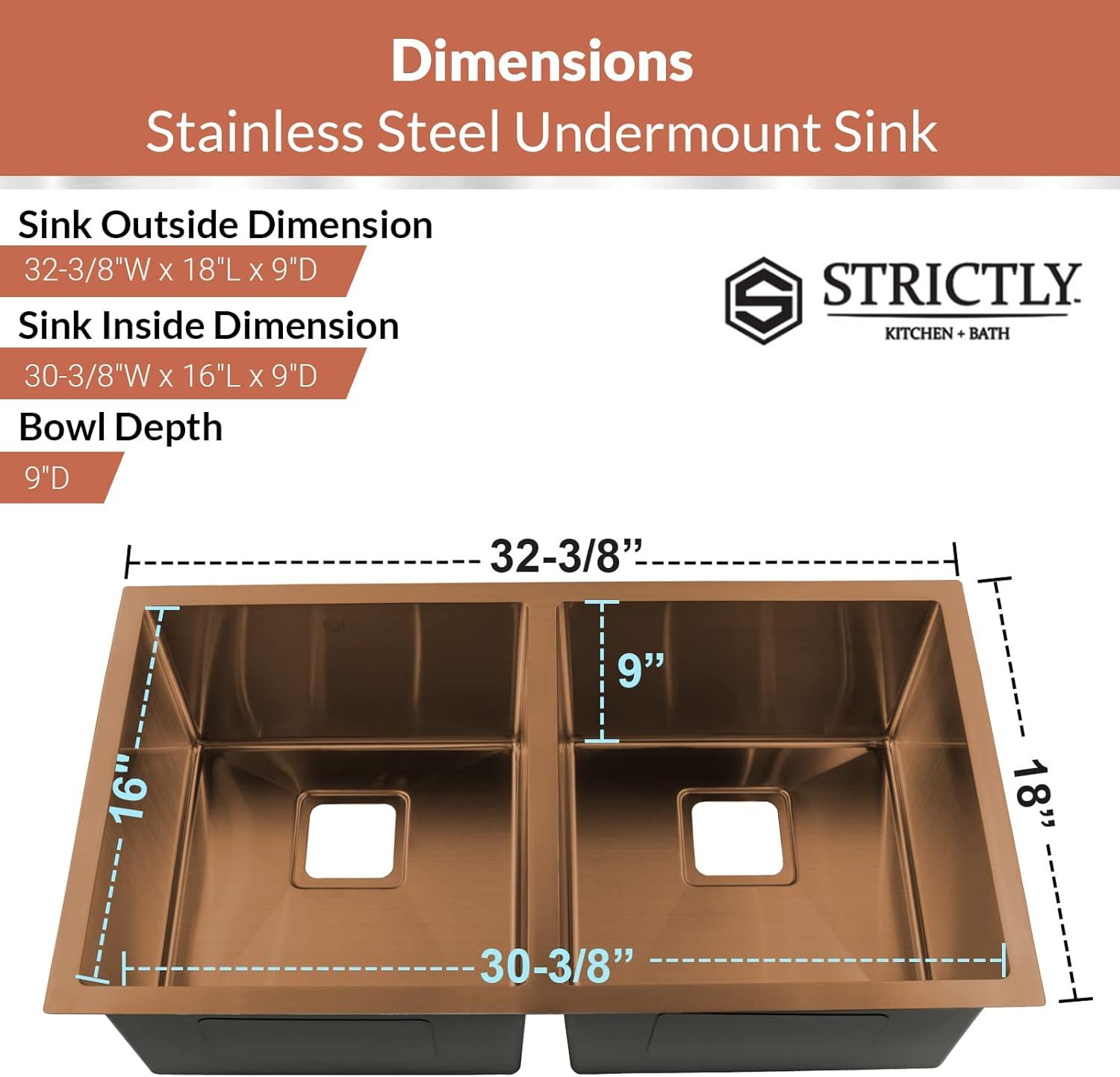 Matte Copper Finish Double Bowl Stainless Steel Undermount Kitchen Sink