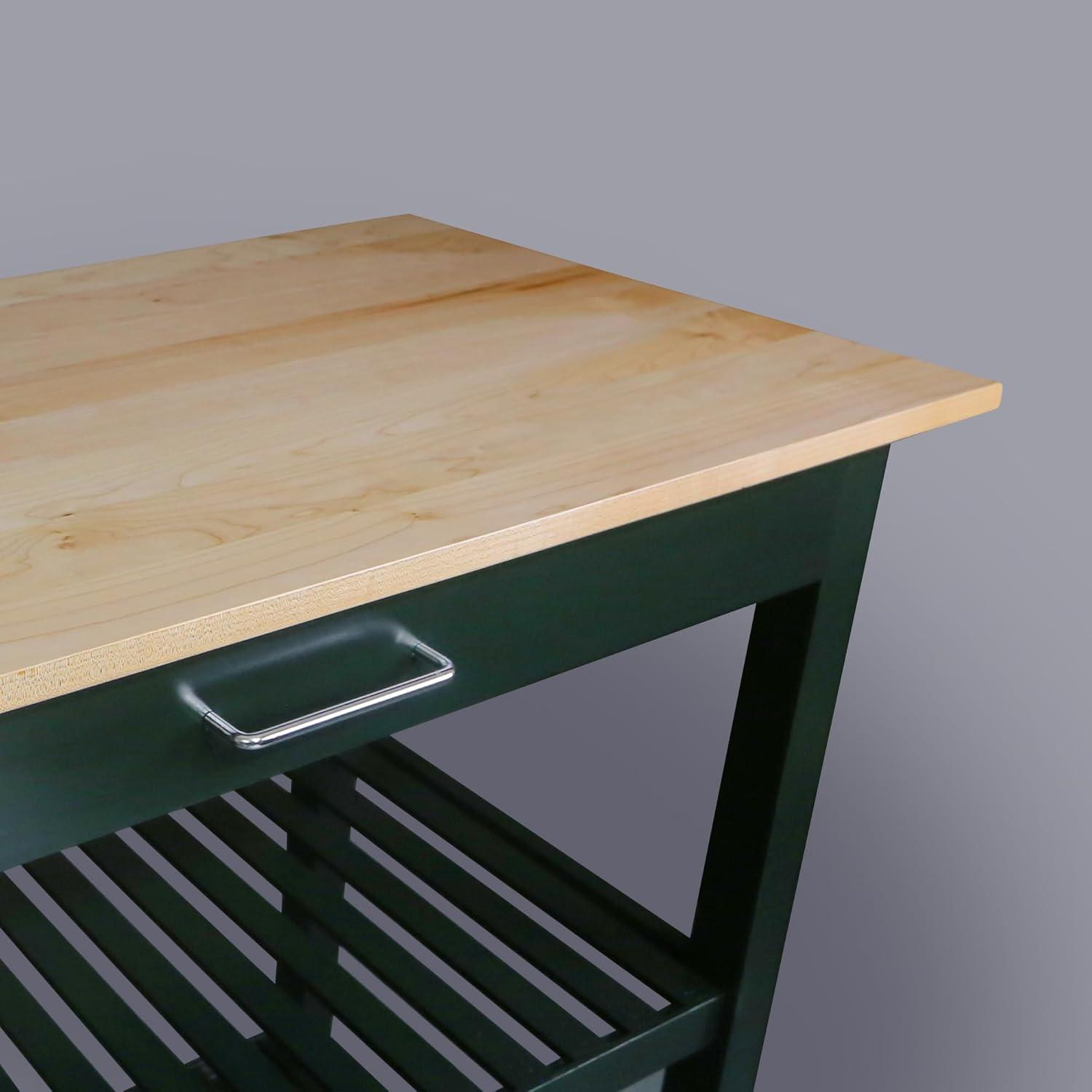 Kitchen Island with Solid American Hardwood Top, Hunter Green
