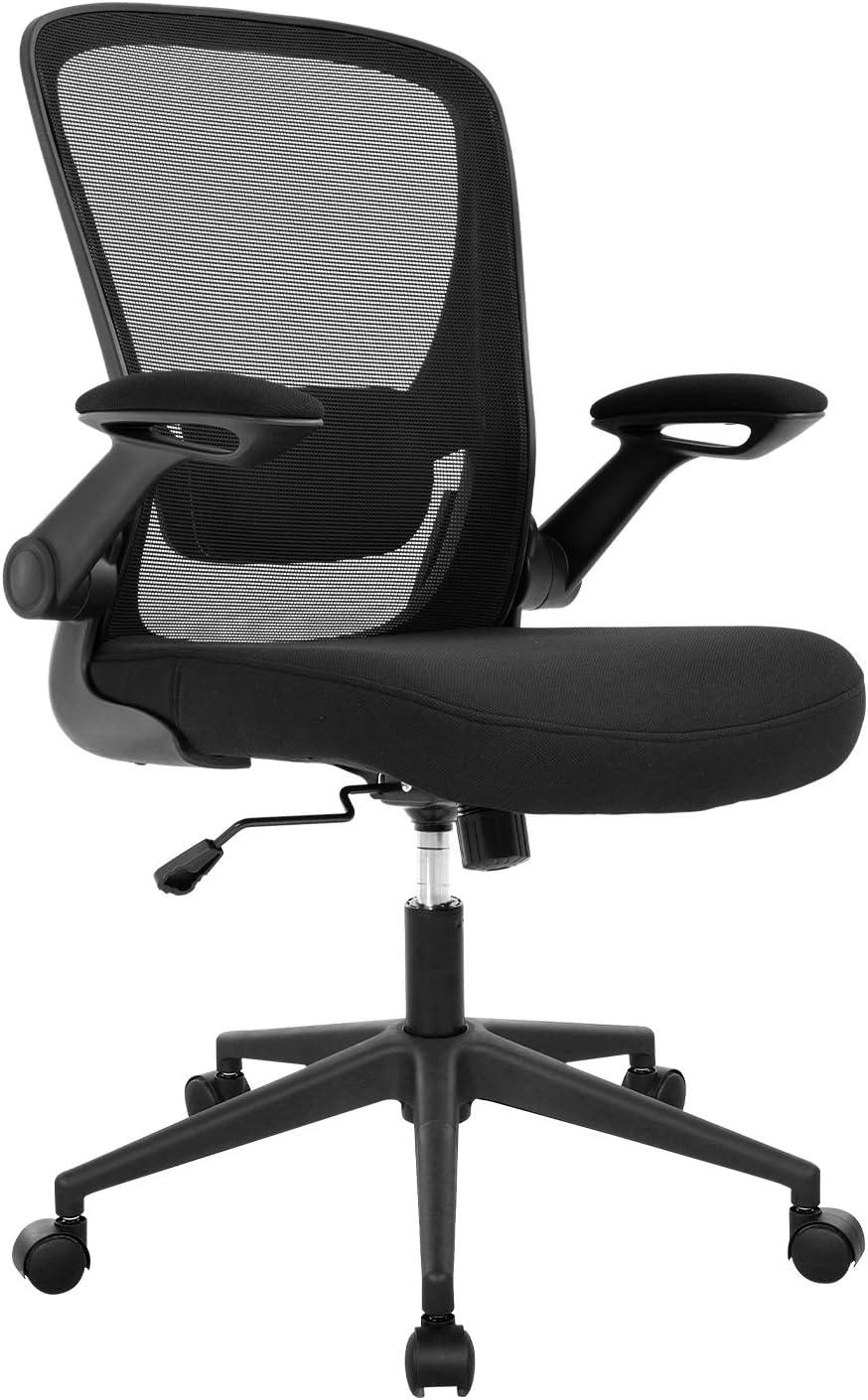 Black Mesh Ergonomic Swivel Office Chair with Adjustable Arms