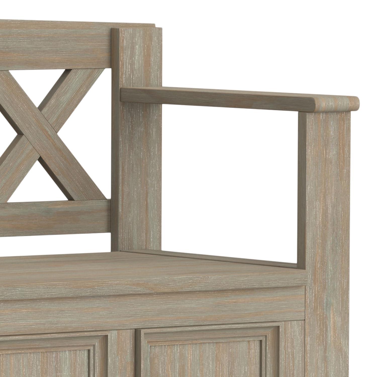 Simpli Home Amherst 48"W Solid Wood Entryway Storage Bench with Lift-Top Lid and Dual Compartments