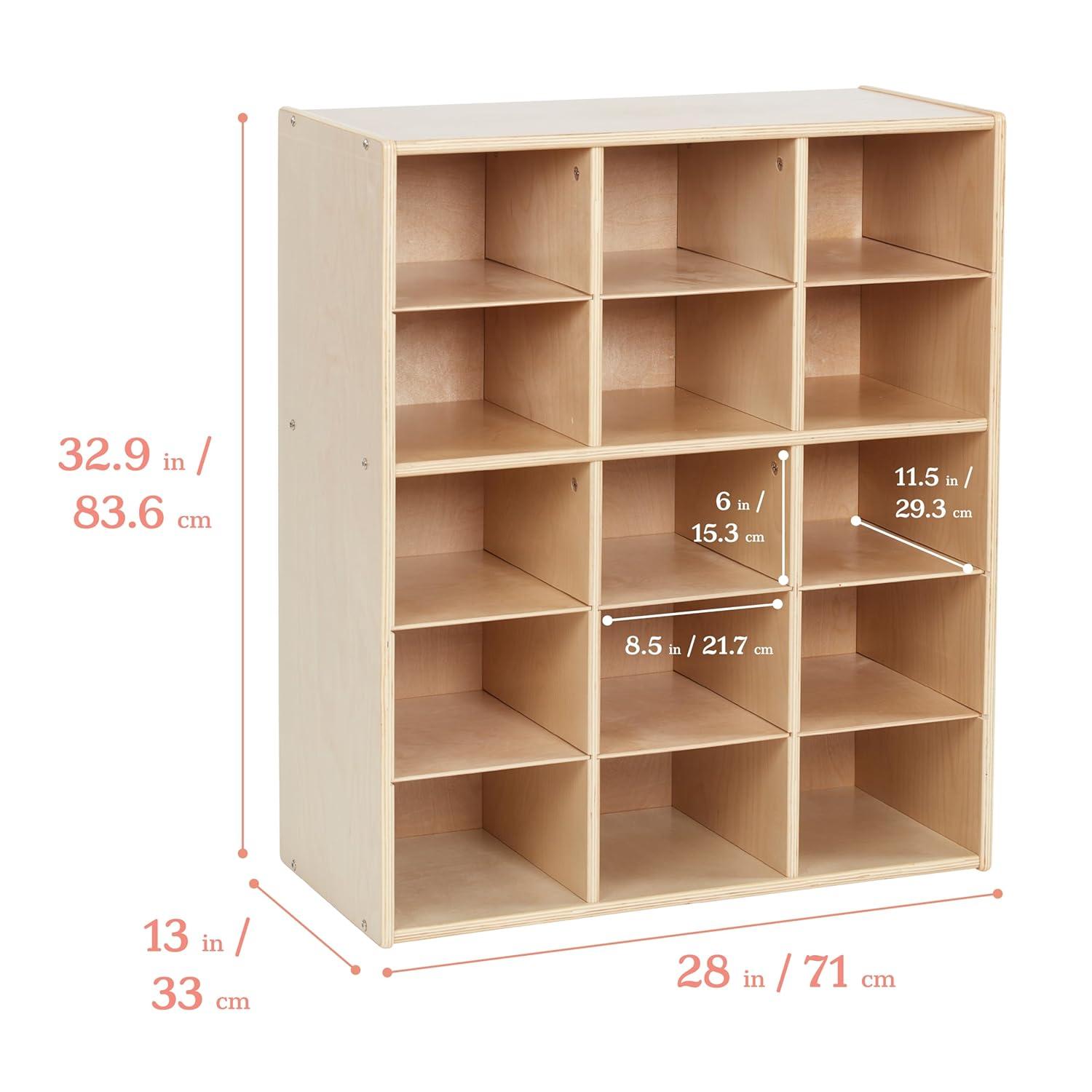 ECR4Kids Streamline 15 Cubby Tray Storage Cabinet, 5x3, Classroom Furniture