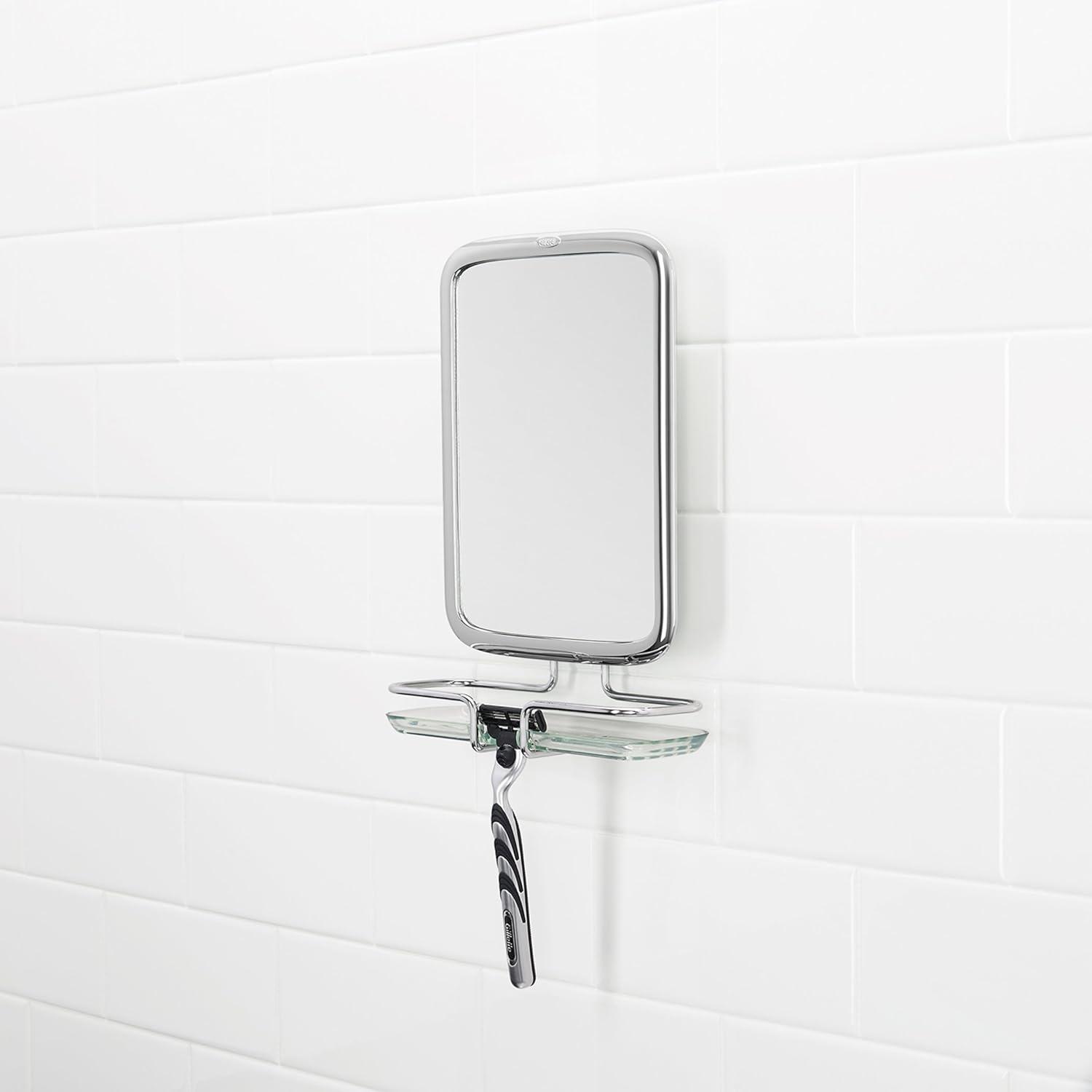 Chrome Vertical Fogless Wall Mounted Mirror with Shelves