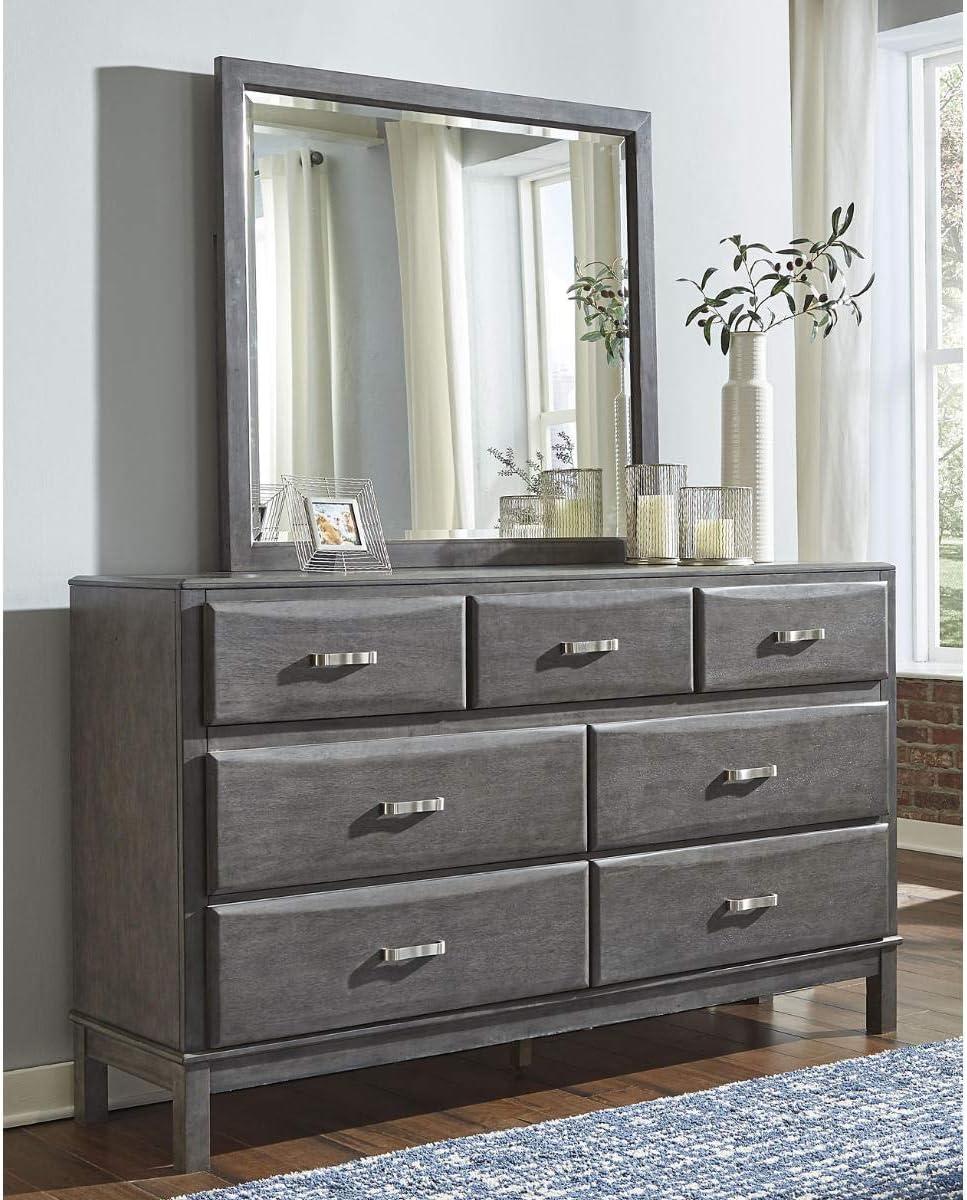 Weathered Gray Contemporary Wood Bedroom Mirror