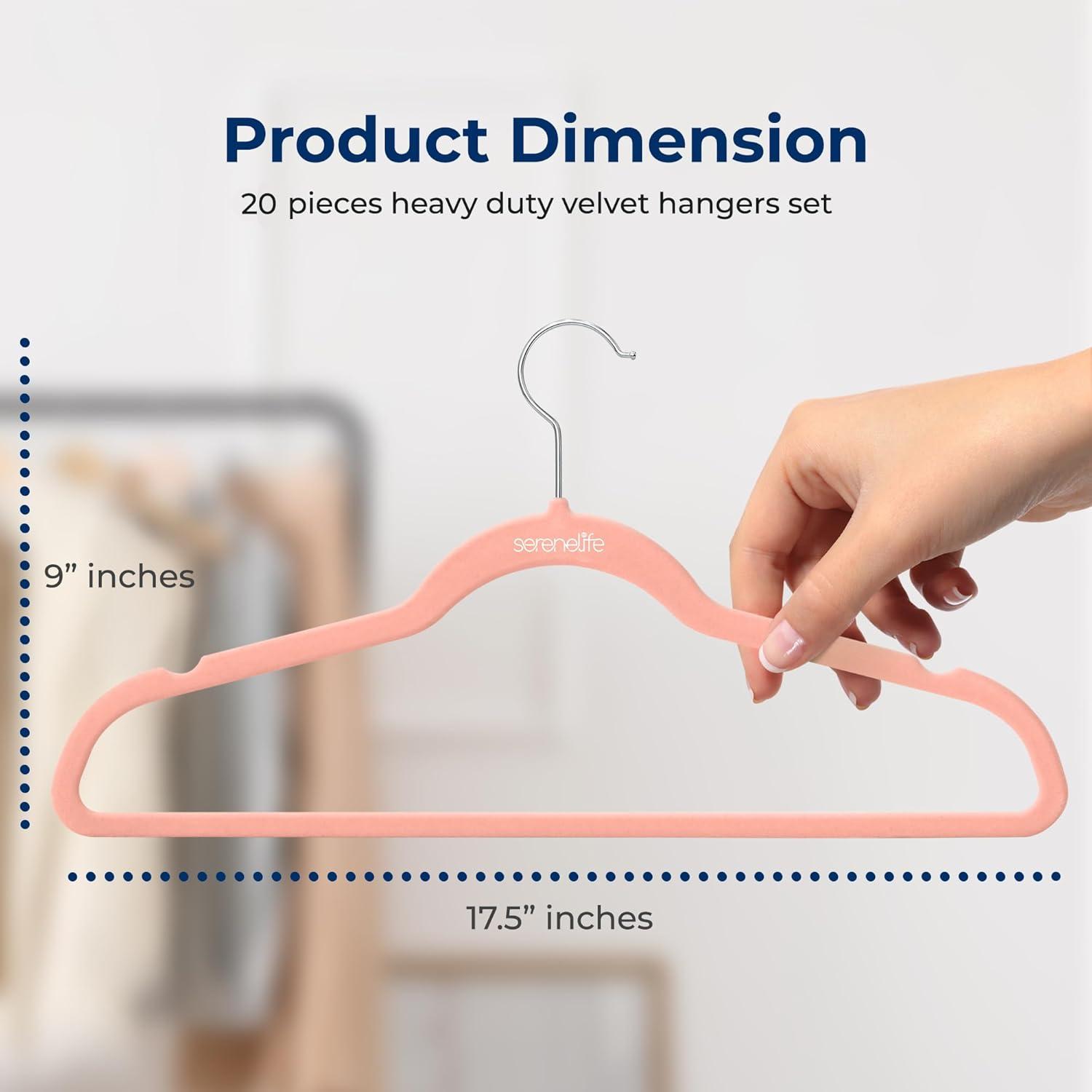 Serenelife Velvet Hangers, Non Slip Heavy Duty Hanger Set With 360° Swivel Hook, Smooth Velvet Finish To Protect Fabric, Lightweight, Ultra Thin Design For Coats And Other Clothes