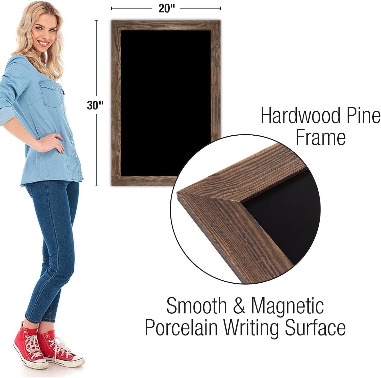 Excello Global Products GPP-0010 Rustic Magnetic Chalkboard for Wall with 10 Liquid Chalk Markers, Magnetic Board, Chalk Board Rustic Brown, 20" x 30"