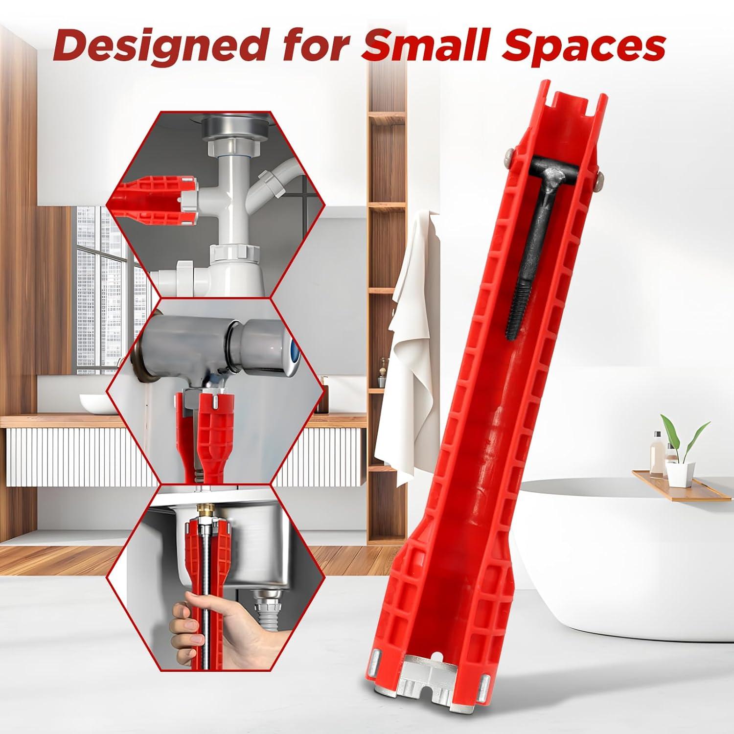 Forlivese 14-in-1 Multi-Function Basin Wrench,Faucet Installer and Sink Drain Nut Removal Tool,One-Way Plumbing Wrench for Tight Spaces