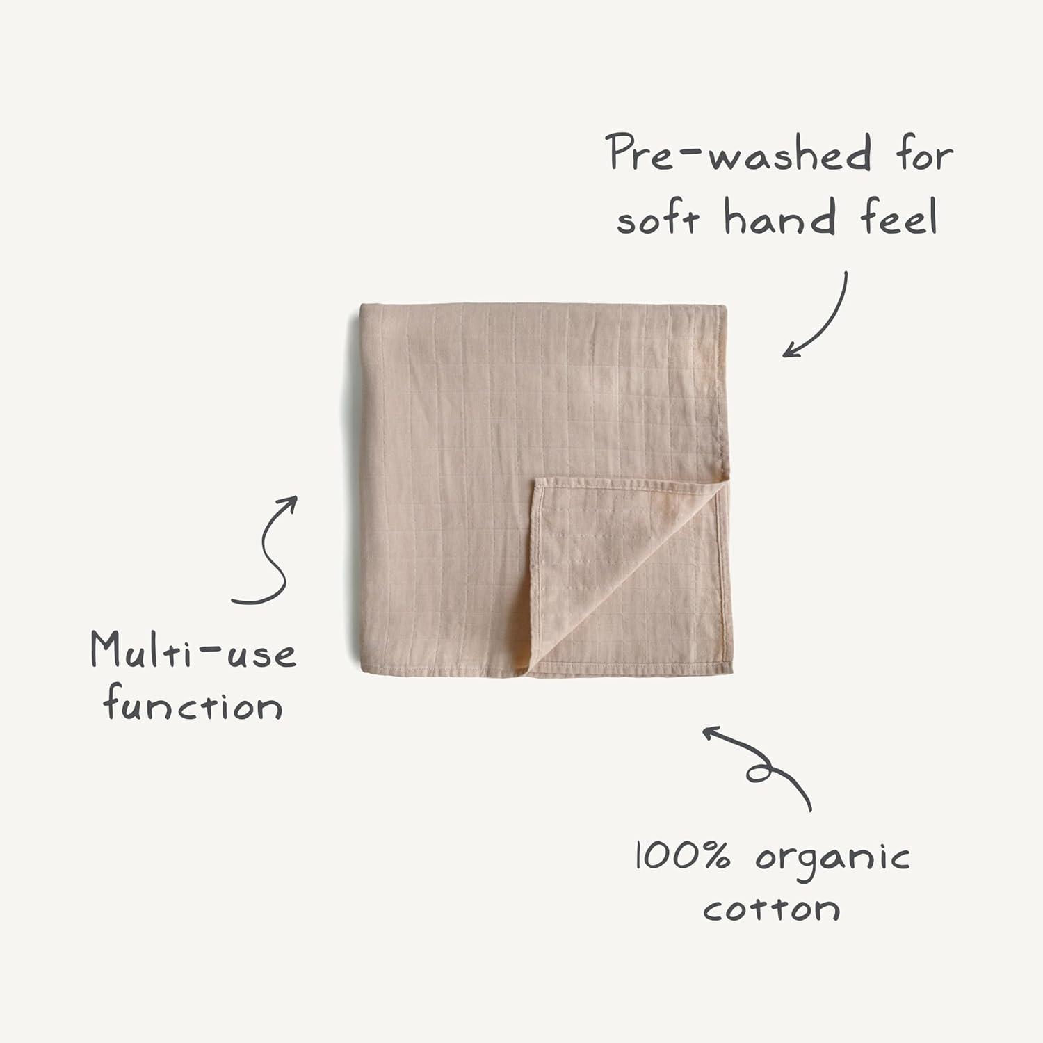 Organic Cotton Muslin Swaddle Blanket Natural Stripe One Size