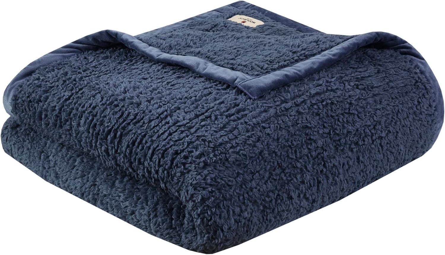 Navy King Size Reversible Fleece Bed Blanket