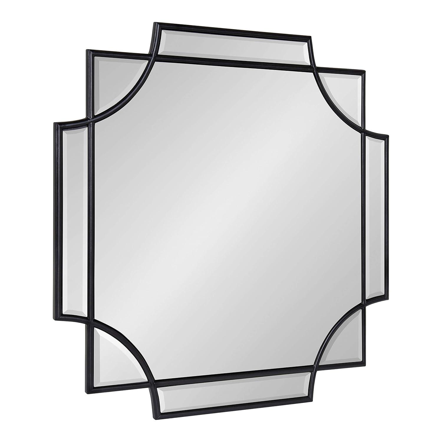 Kate and Laurel Minuette Glam Square Wall Mirror, 24" x 24", Black, Elegant Traditional Home Decor With A Boho Charm