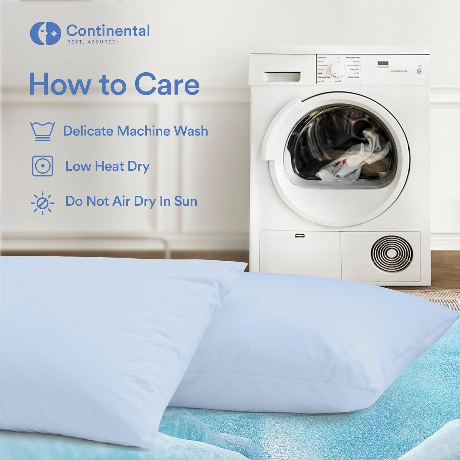 Continental Bedding Cooling Pillow Protector with Zipper Closure - Breathable Polyester/Nylon Fabric Pack of 2 Standard Size