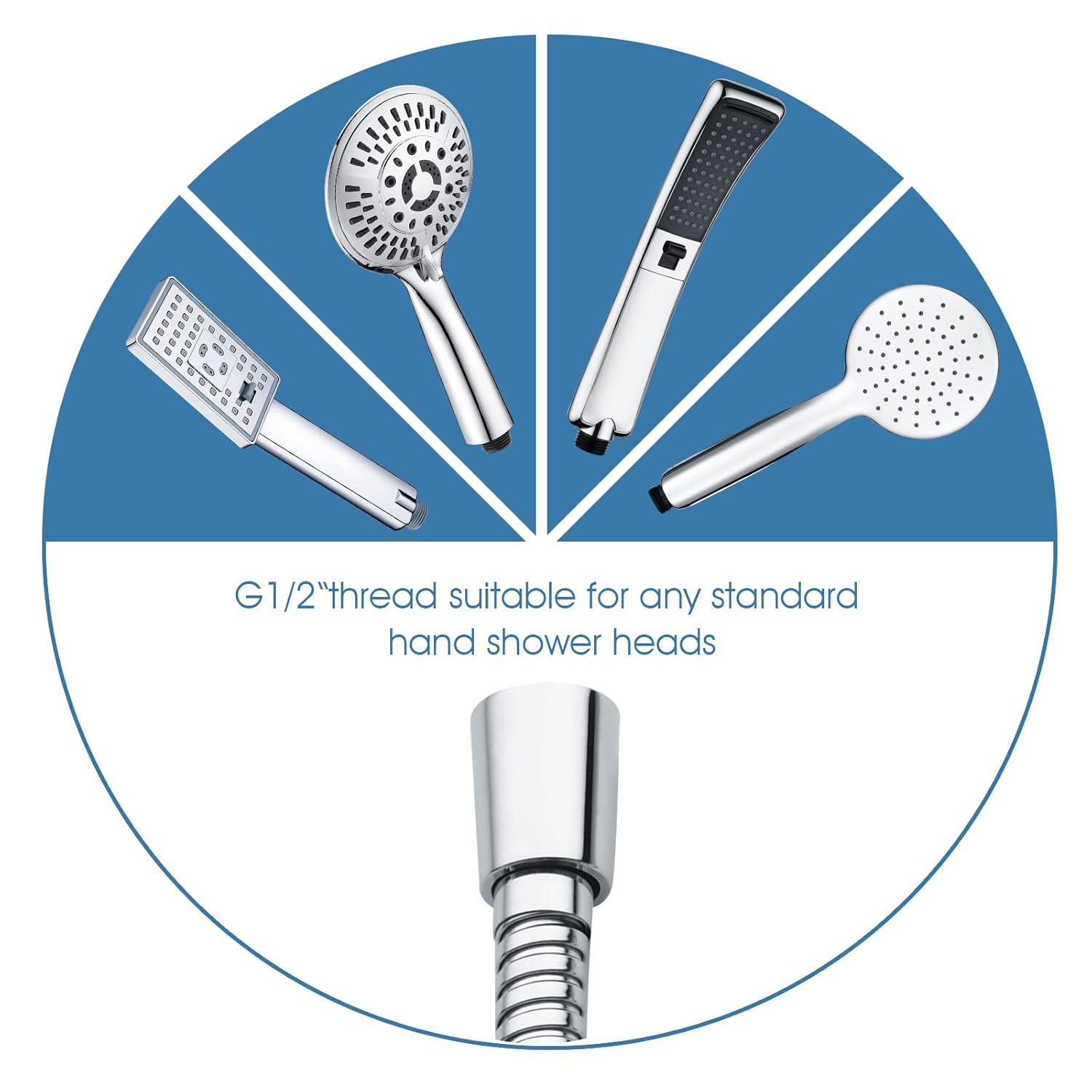 BRIGHT SHOWERS 79" Stainless Steel Shower Hose for Handheld Shower Heads, Ultra-Flexible Replacement with Brass Insert, Chrome