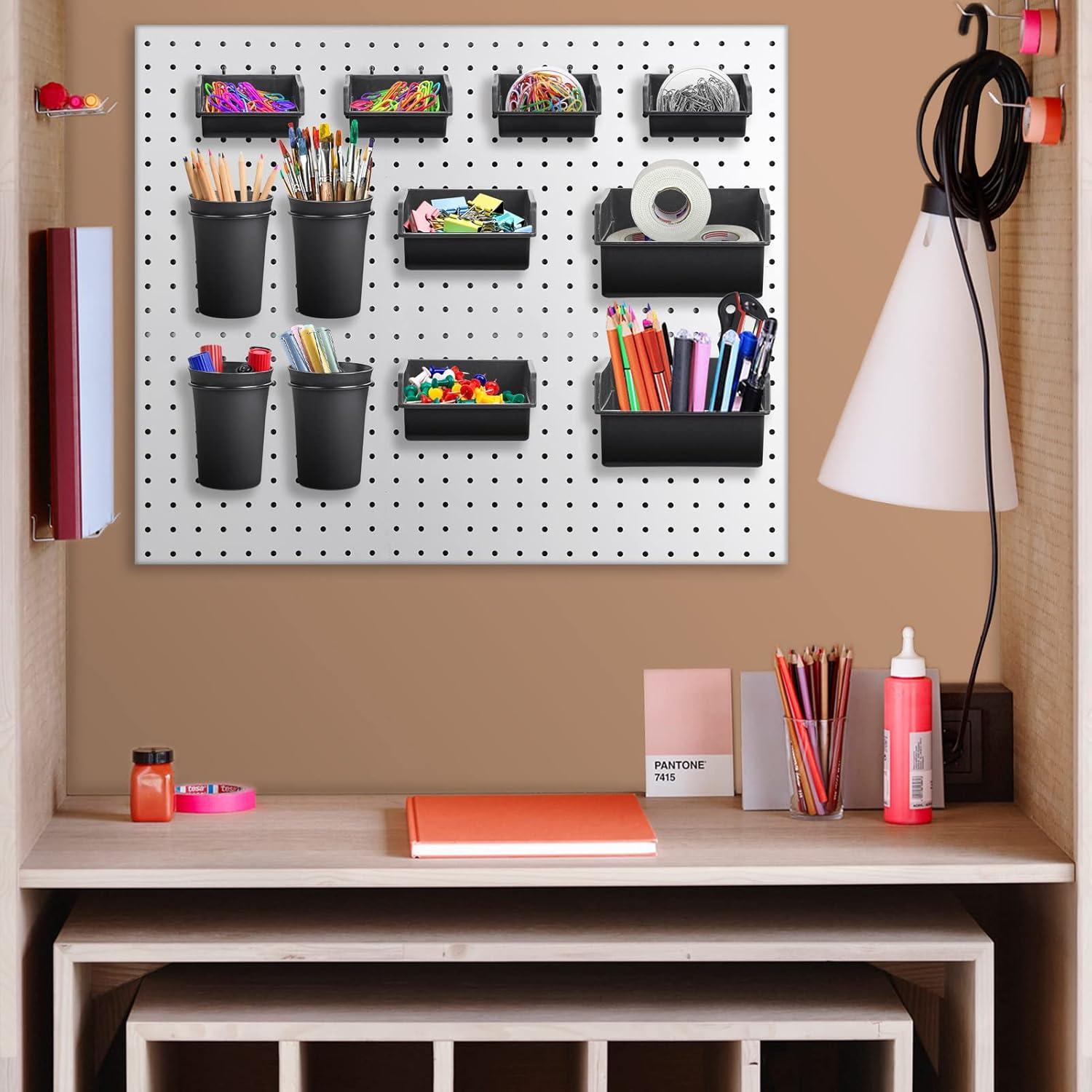 G.Core 12-Pack Pegboard Bins & Cups with Hooks, Plastic Peg Board Accessories for Organizing Tools