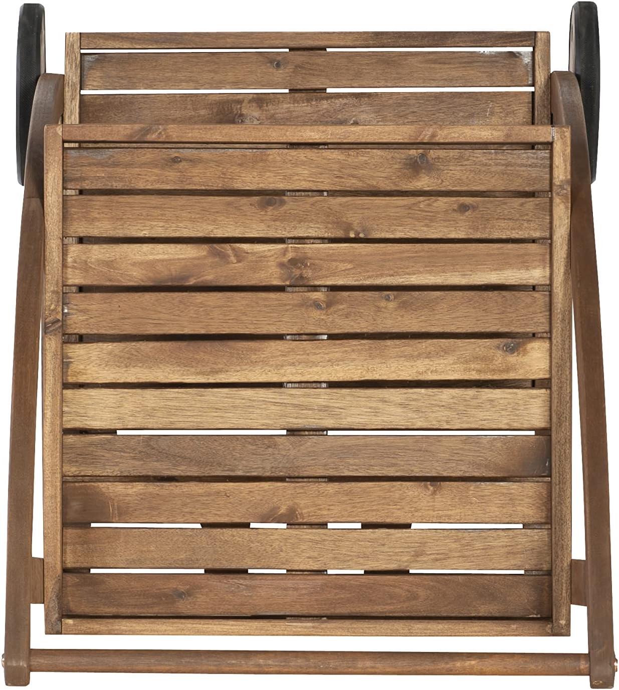 Linon Chandler Acorn Finished Acacia Wood Outdoor Bar Trolley with Three Bottle Glass Holders