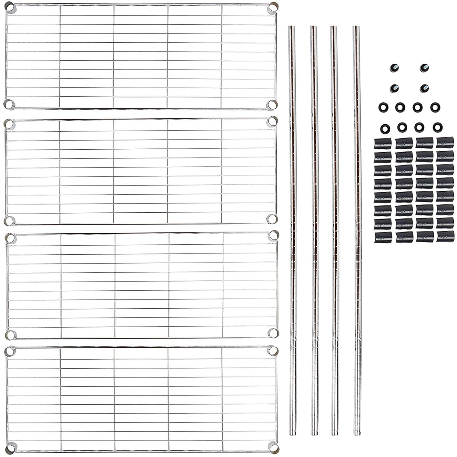 Honey Can Do 4-Tier Heavy-Duty Adjustable Shelving Unit With 250-Lb Weight Capacity, Chrome, Basement/Garage