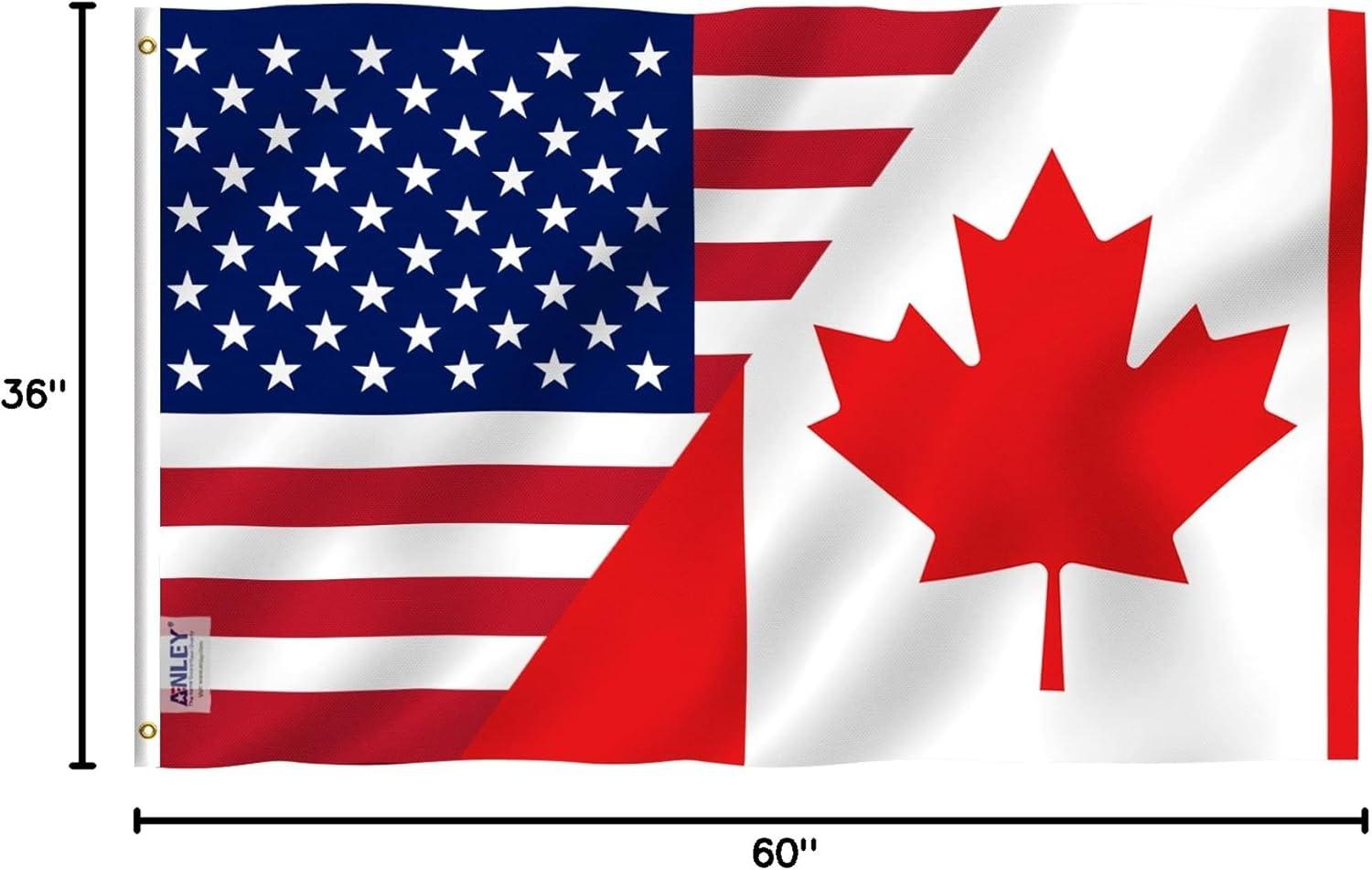 Anley Fly Breeze 3x5 Ft America Canada Friendship Flag - Friendship Forever US CA Flag