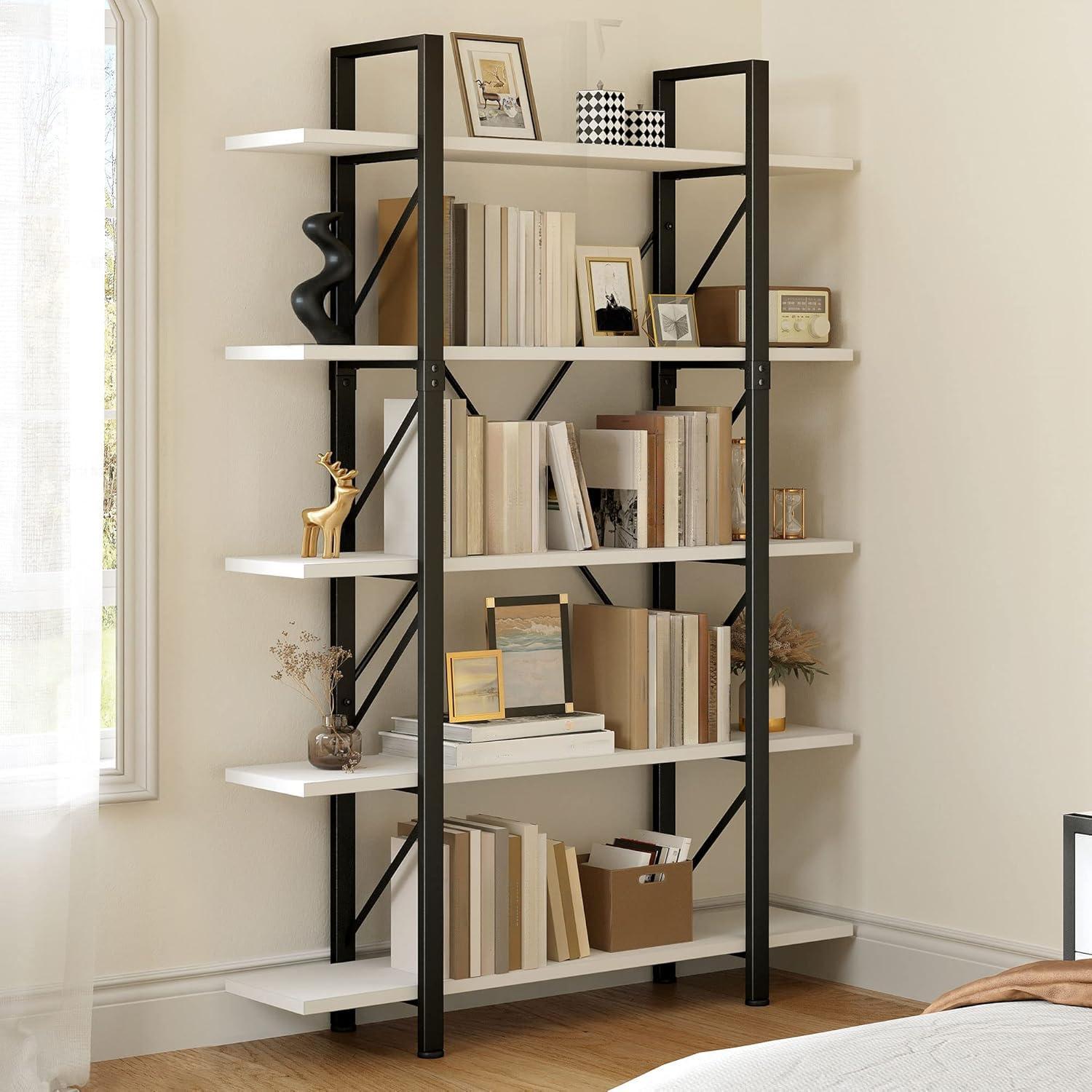 YITAHOME 5 Tier Bookshelf, Freestanding 5 Shelf Bookcases and Bookshelves, Modern Minimalist Furniture Open Display Storage Shelves Books Organizer for Living Room Bedroom Home Office