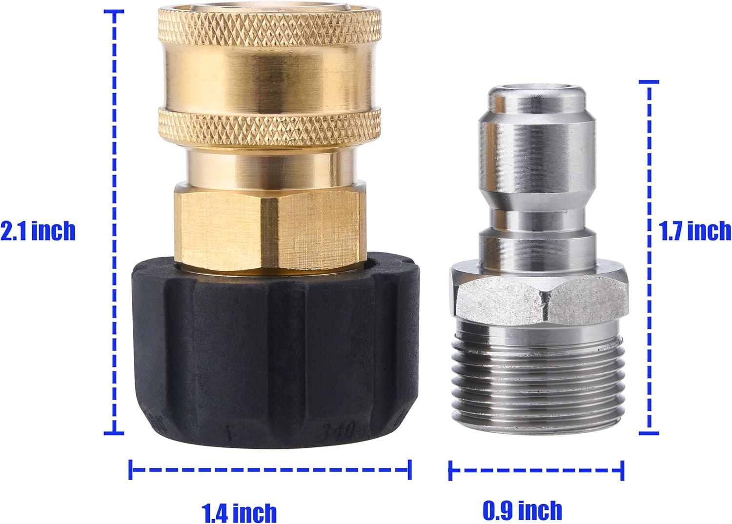 Pressure Washer Adapter Set Quick Connect Kit Metric M22 15Mm 5000 Psi Couplers