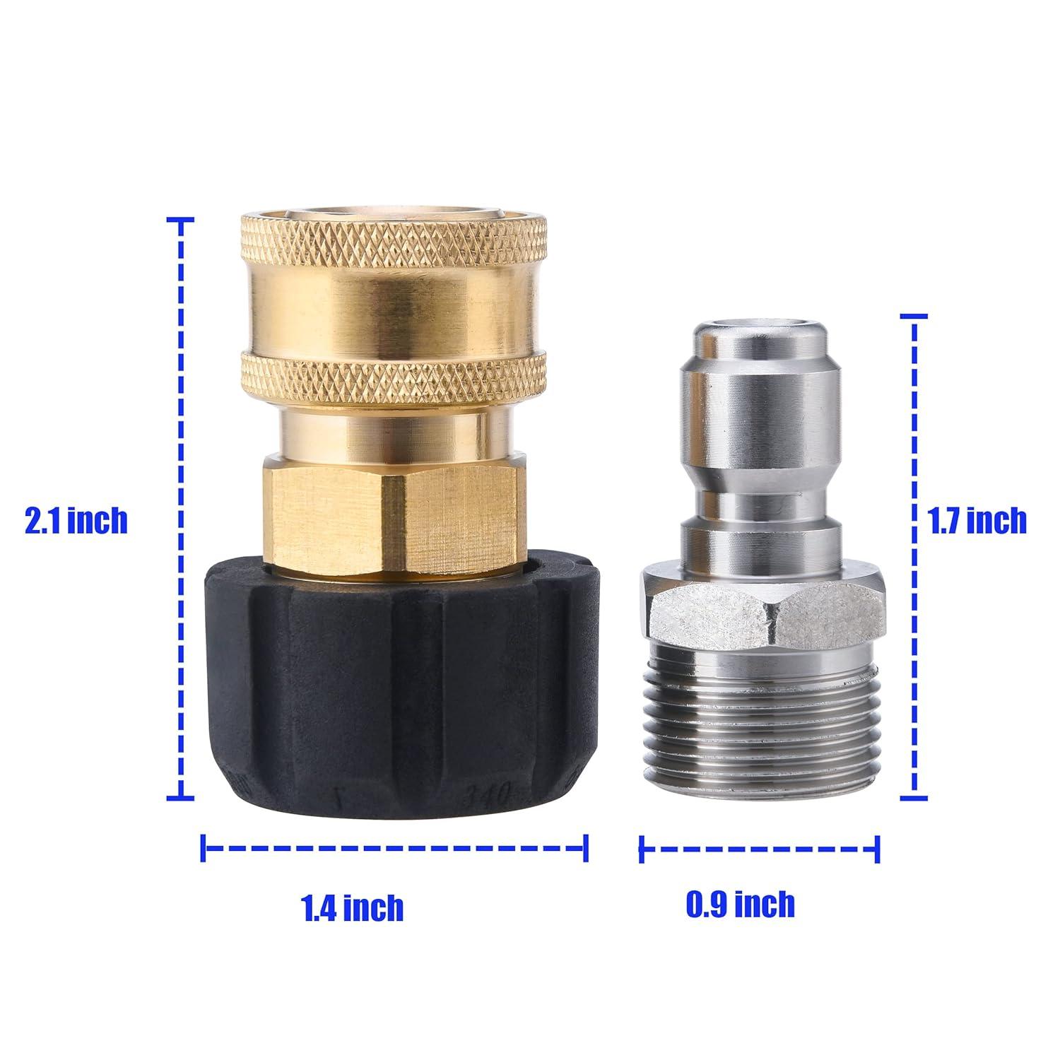 Pressure Washer Adapter Set Quick Connect Kit Metric M22 15Mm 5000 Psi Couplers