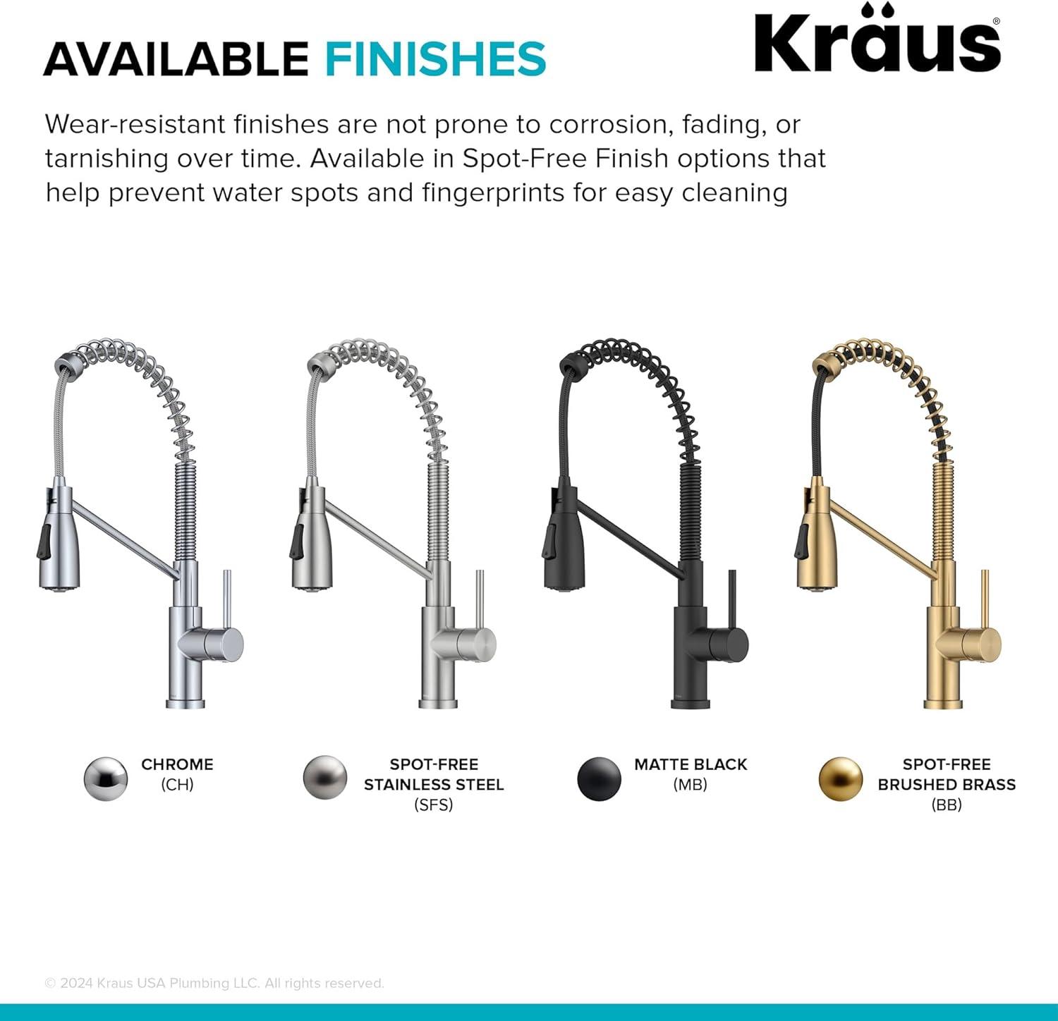 KRAUS Bolden Commercial Style 2-Function Single Handle Pull Down Kitchen Faucet
