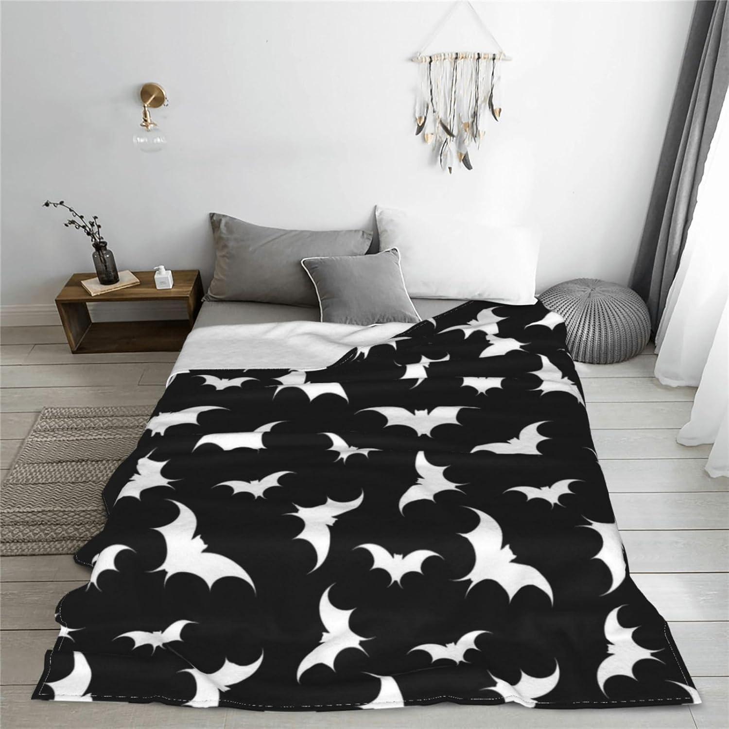 Gothic Blanket Bat Black Throw Blanket Cozy Plush Blanket Throw Blankets for Bed Sofa 60" x 50"