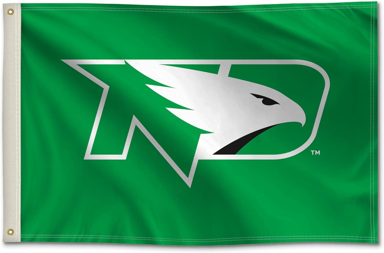 North Dakota Fighting Hawks 2' x 3' College Sports Printed Flag - NCAA Licensed - Nylon - School Banner (Green, White, Black)