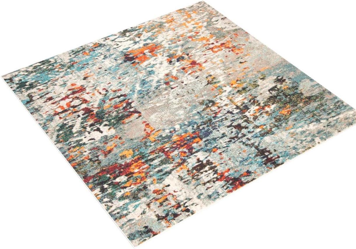 Madison MAD471 Power Loomed Indoor Area Rug - Grey/Blue - 5'x5' - Safavieh