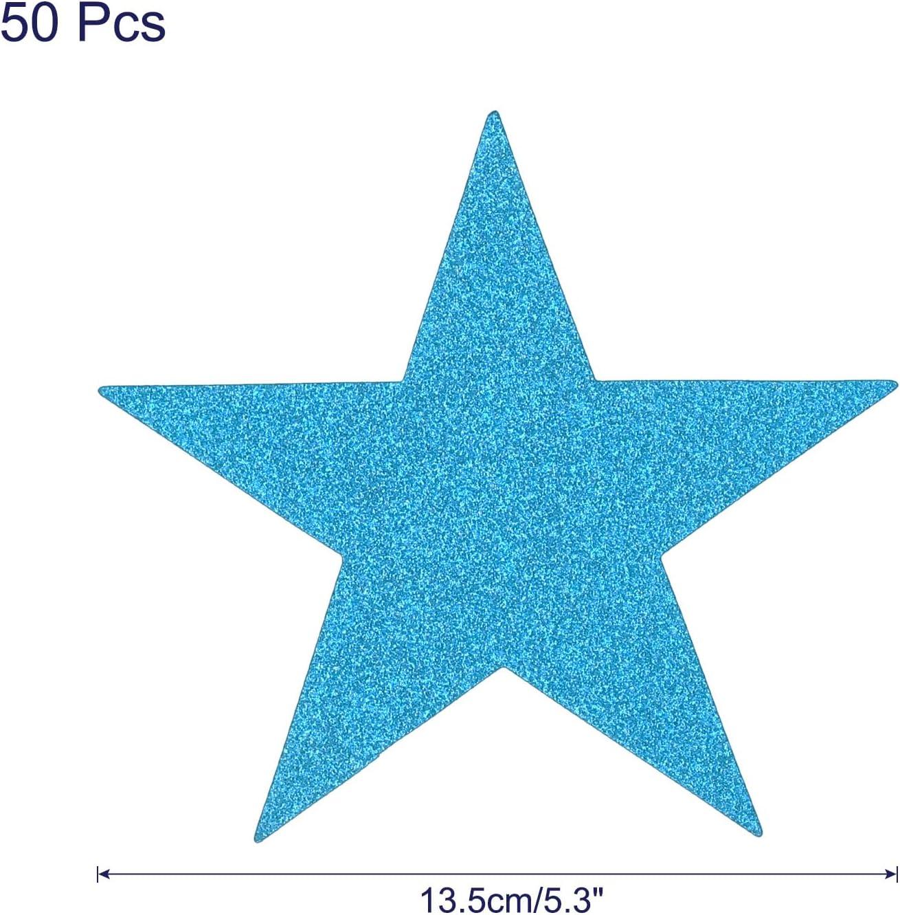 Unique Bargains Decorative Party Wedding Cardboard Five Star Paper Cutouts Light Blue 5.3 inches/50 Pcs