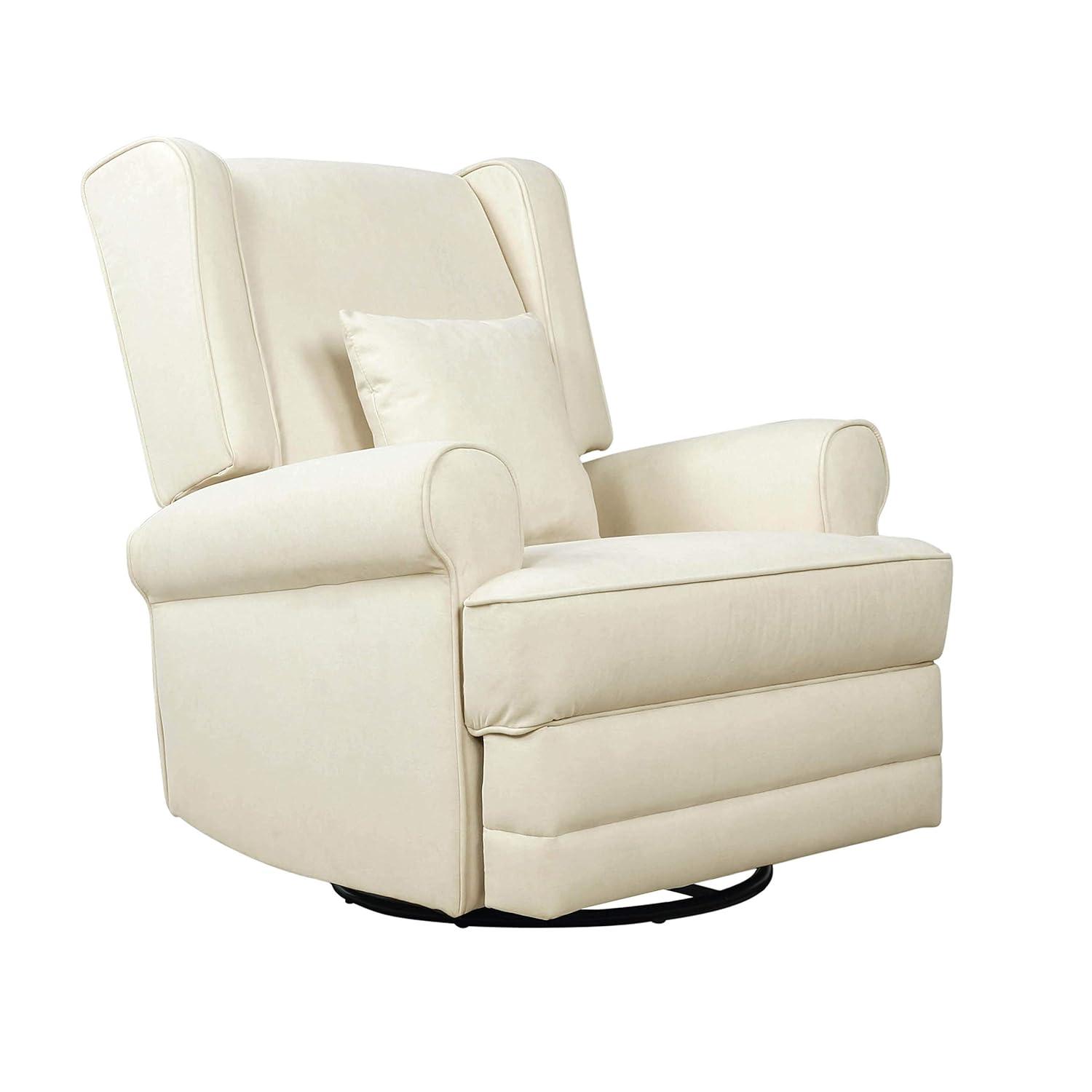 Evolur Melbourne Wing Back Swivel Glider I Nursery Glider I Durable Soft Fabric I Bonus Pillow In Iron