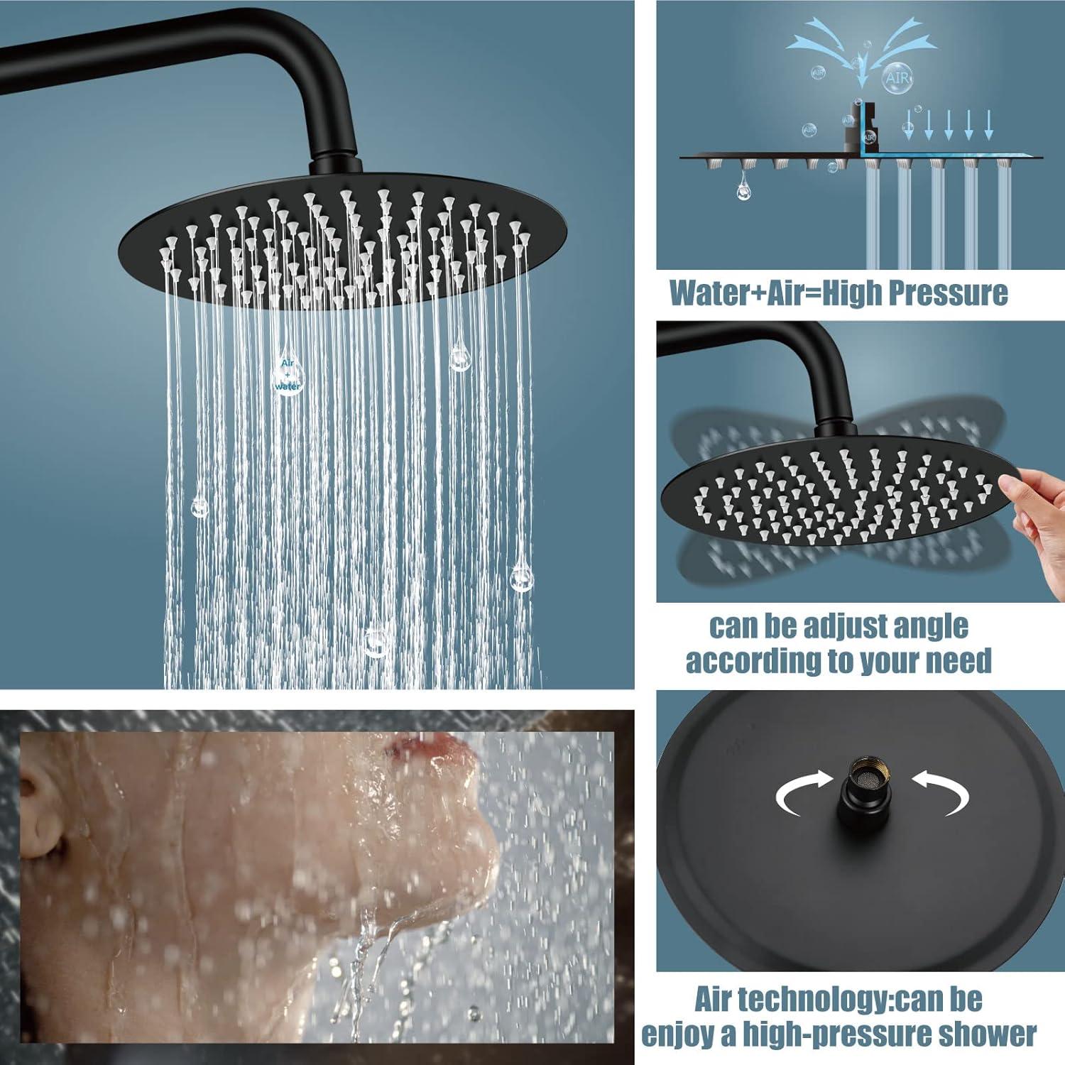 Matte Black Adjustable Stainless Steel Dual Shower Head Set