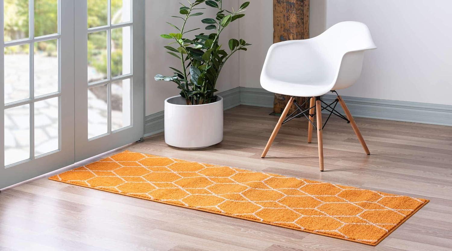 Unique Loom 2' 0 x 8' 8 Trellis Frieze Geometric Orange Area Rug