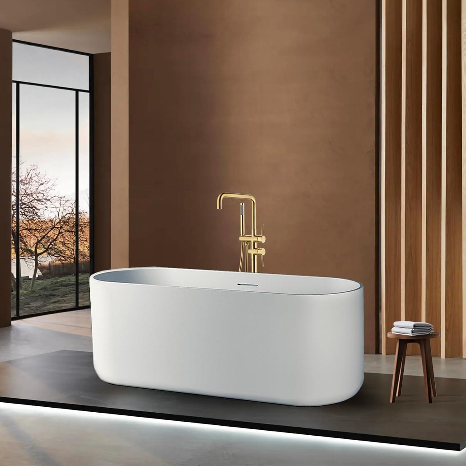 PENGFANG WORLDWIDE LLC Double Handle Floor Mounted Tub Filler With Handshower P017MBTF