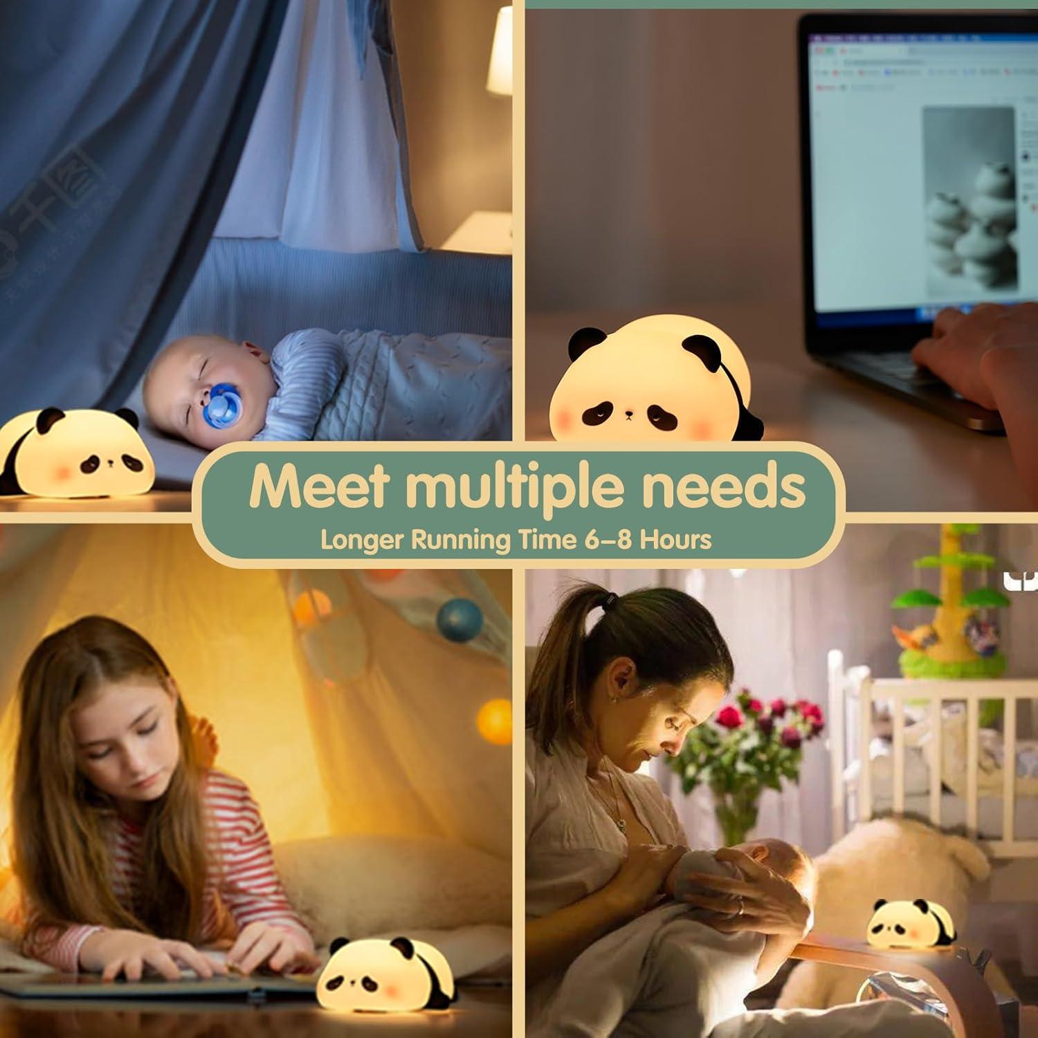 Cute Rechargeable Silicone Panda Night Light for Kids