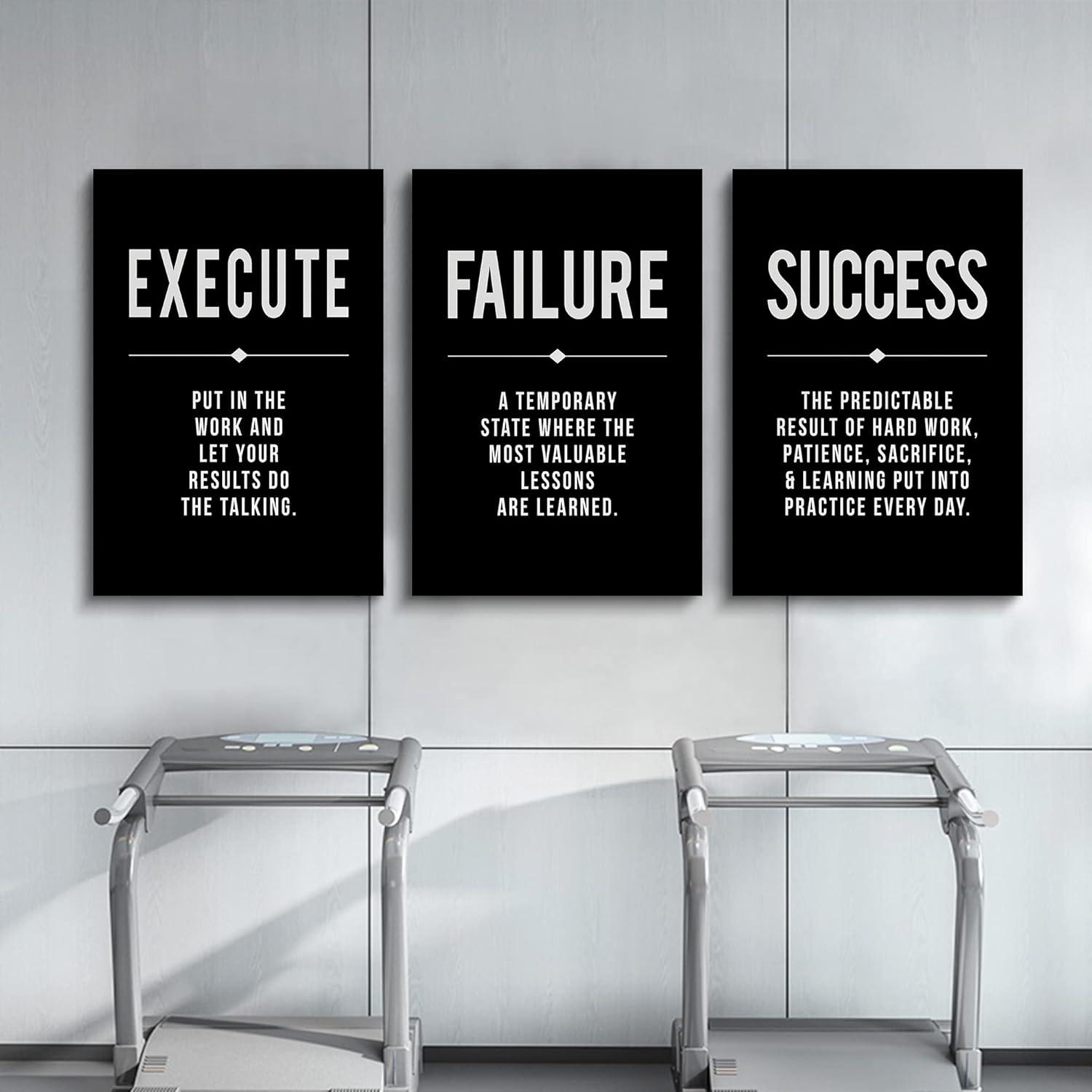 Black and White Motivational Quote Canvas Wall Art Set