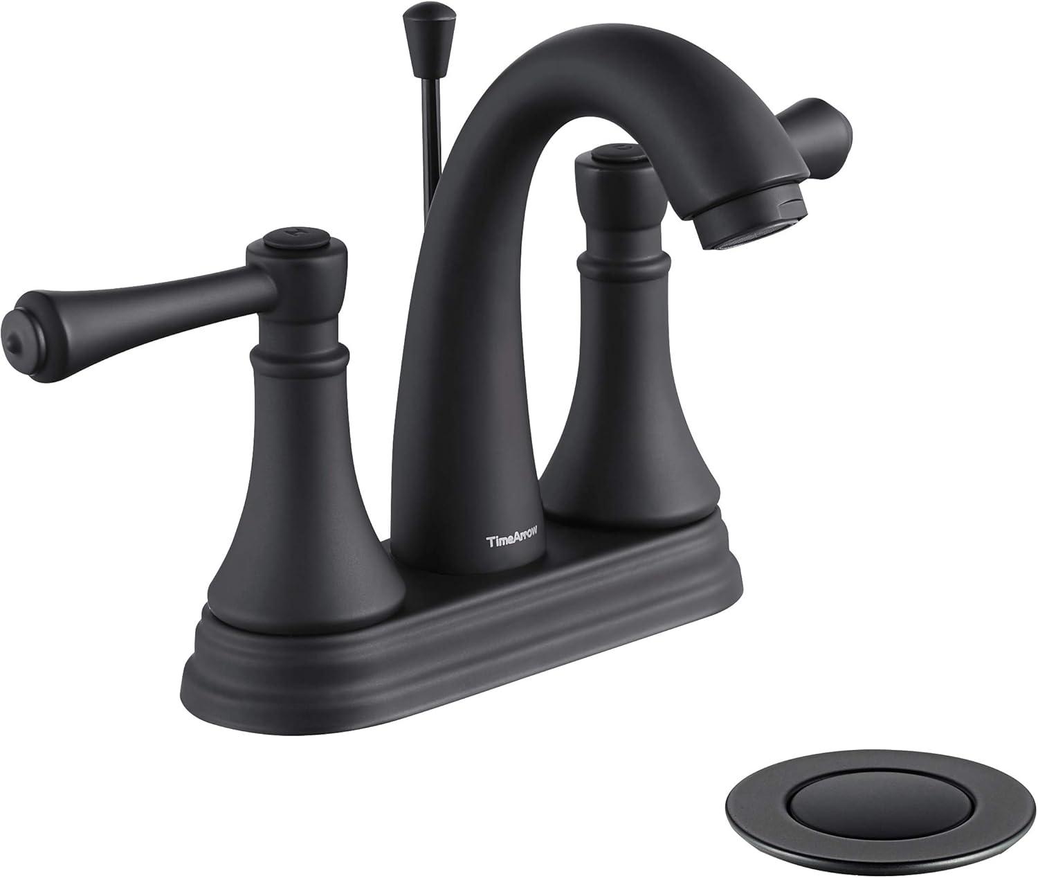 Matte Black Brass 4-Inch 2-Handle Bathroom Faucet