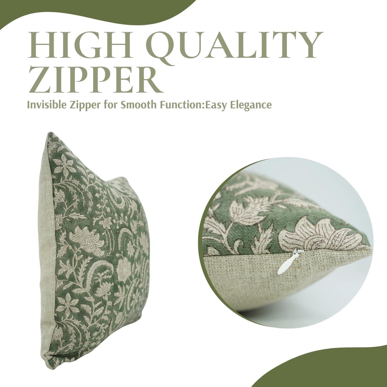 Fabdivine Floral Linen  Pillow Cover for Indoor/Outdoor