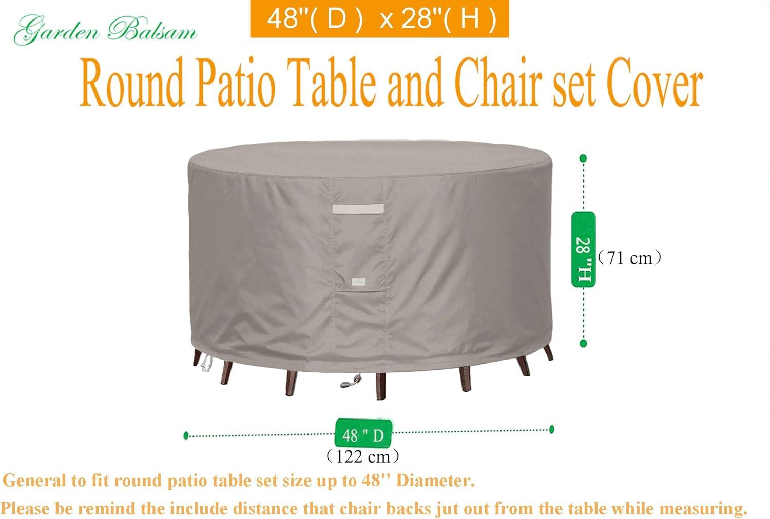 Heavy Duty Beige Waterproof Round Patio Table Cover 48"DIAx28"H