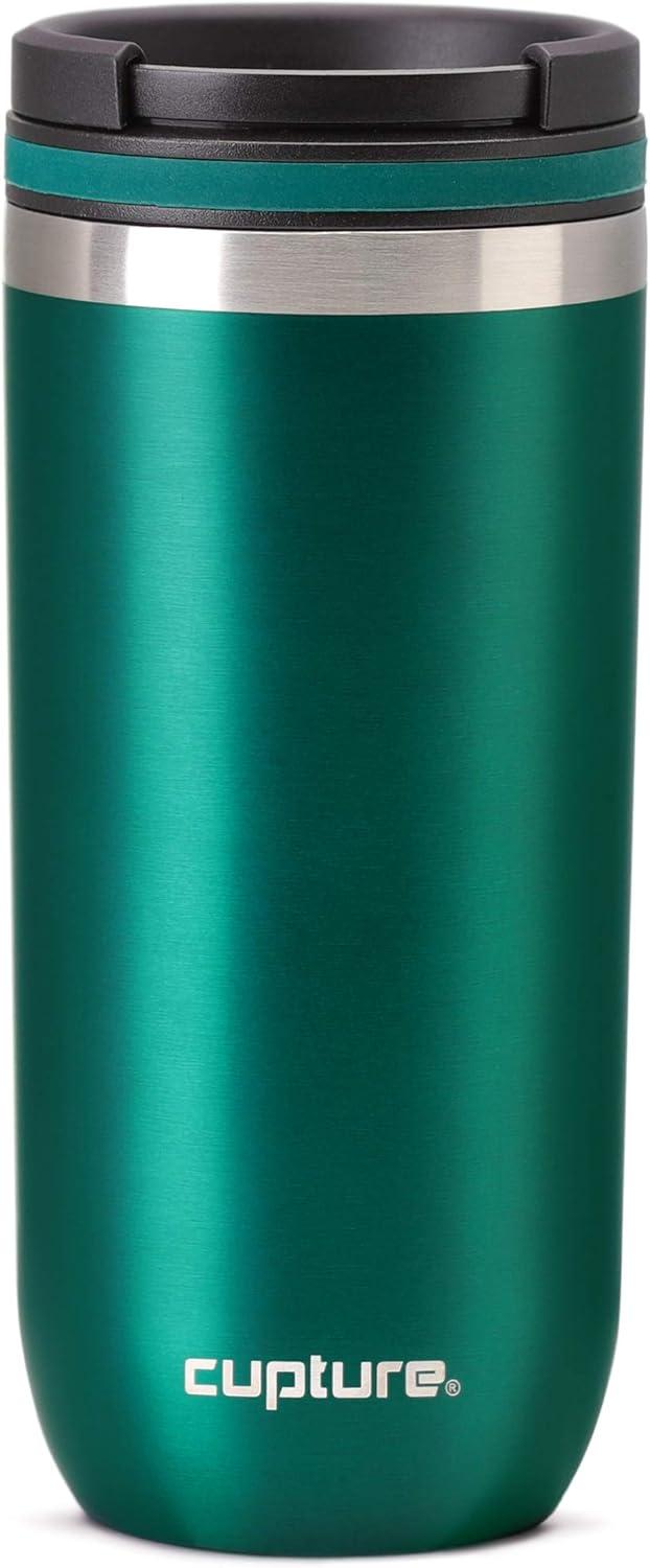 Cupture TWIST-TOP Vacuum-Insulated Stainless Steel Travel Mug, 16 oz, Emerald Green