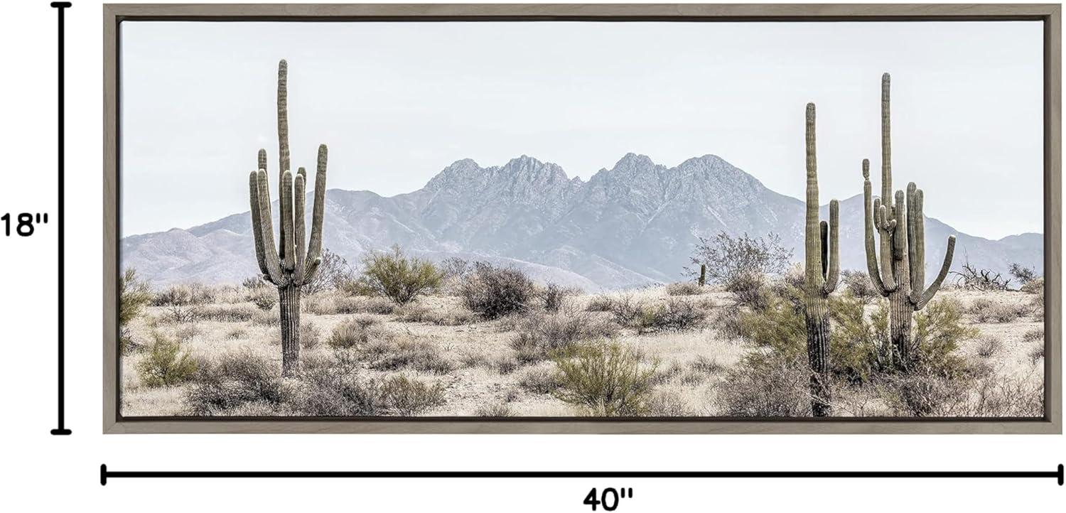 Kate and Laurel - Sylvie Tall Saguaro Cacti Desert Mountain Framed Canvas by The Creative Bunch Studio