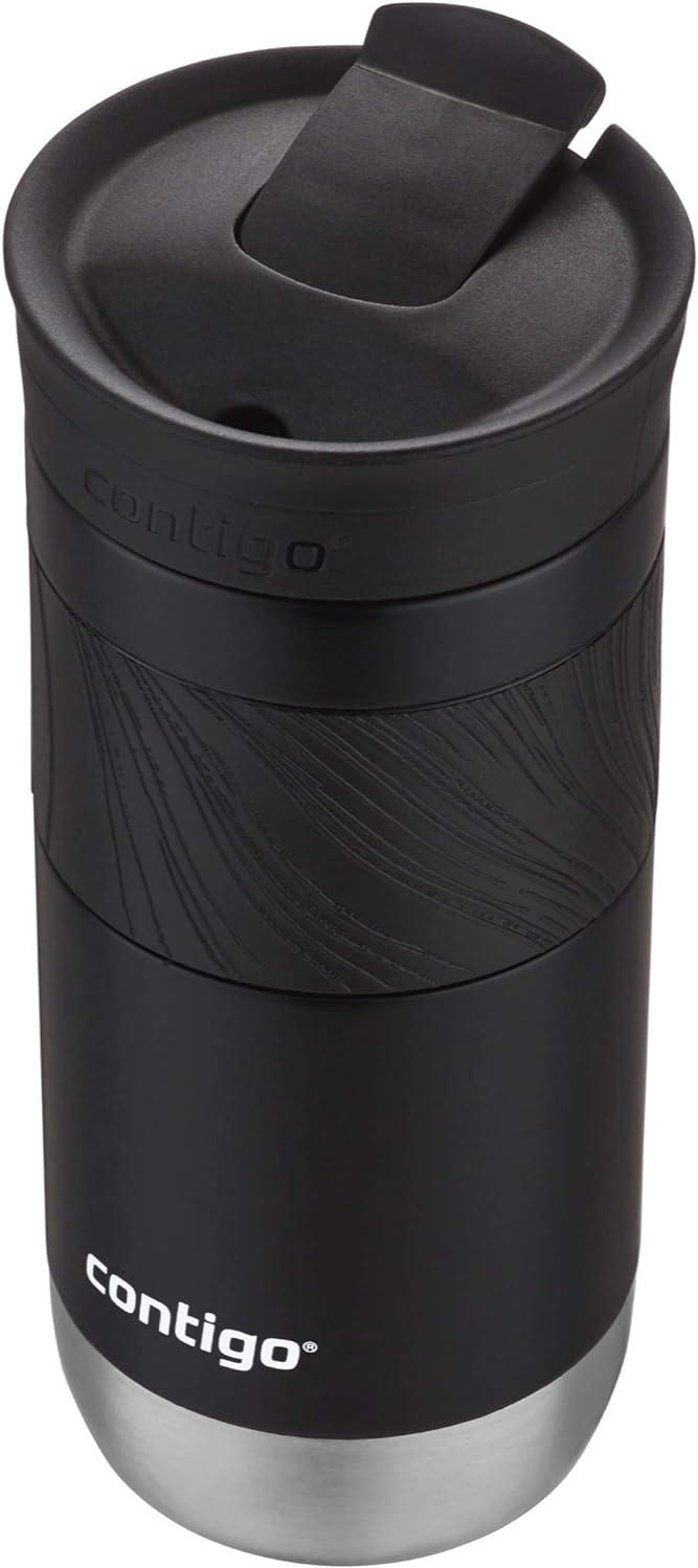 Contigo Byron 2.0 16oz Stainless Steel Travel Mug with SNAPSEAL Lid and Grip Licorice: Insulated Coffee Cup for Travel