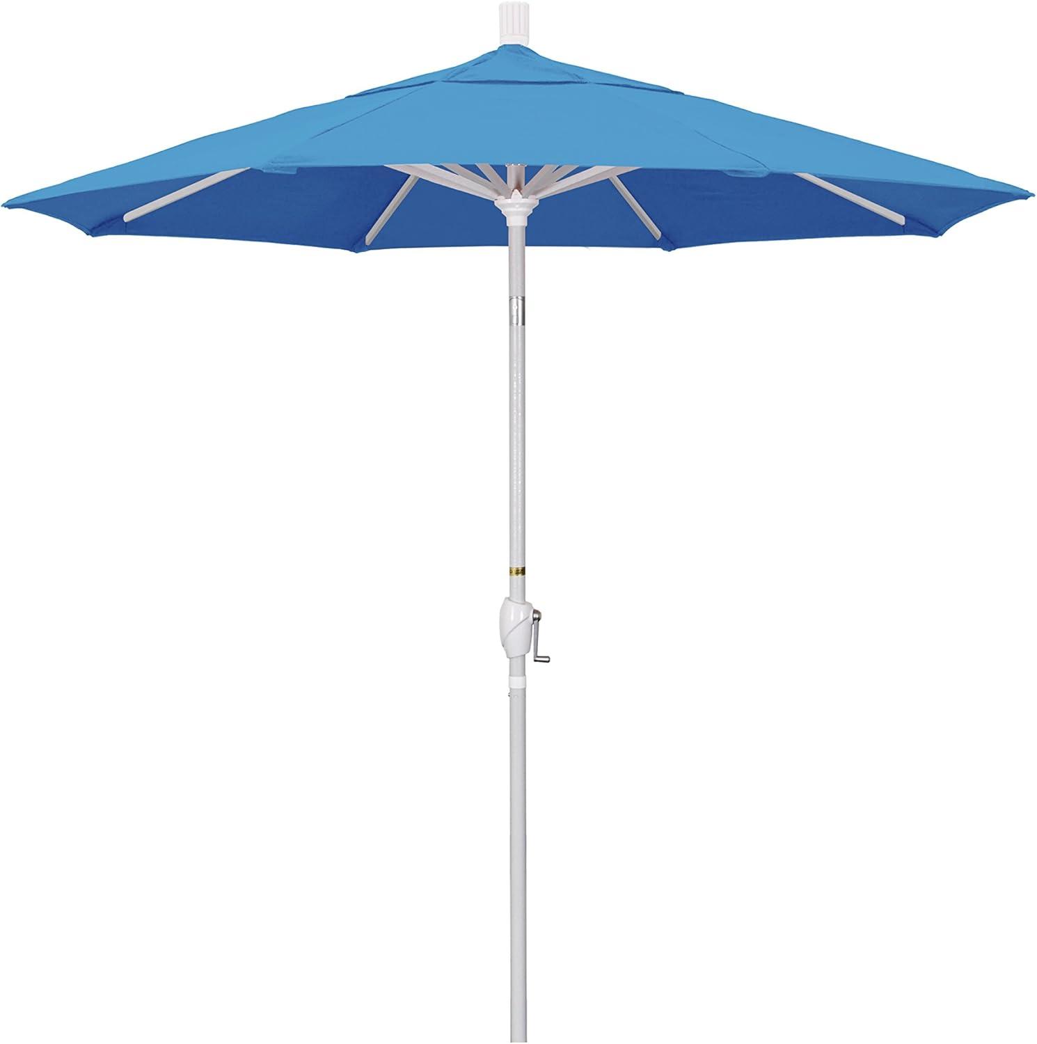 7.5 ft. Capri Blue Aluminum Market Umbrella with Matte White Pole