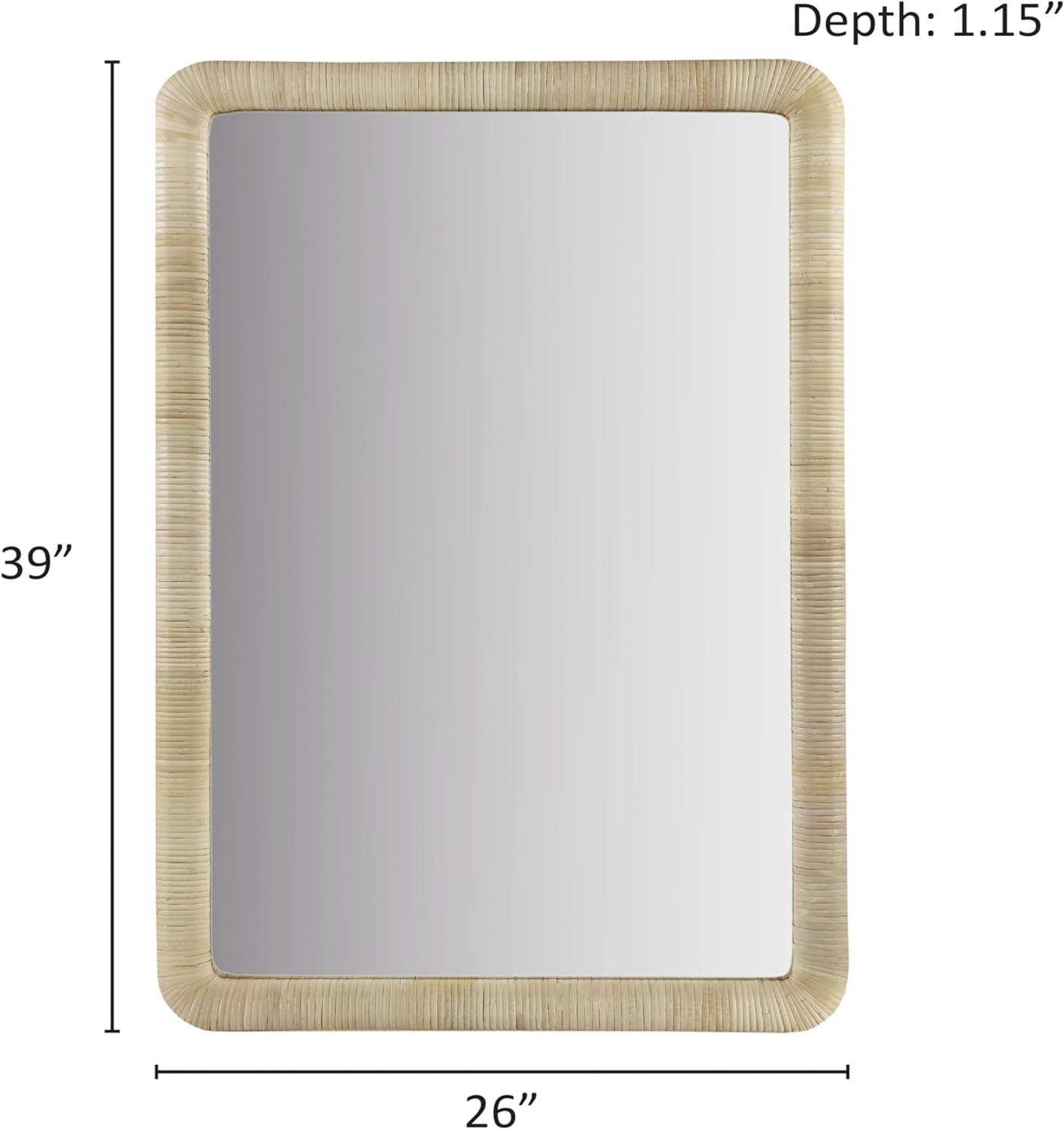 Nova Natural Rattan Rectangle Wall Mirror - Ink+Ivy: Modern Style, Polystyrene Frame, Wall Mount