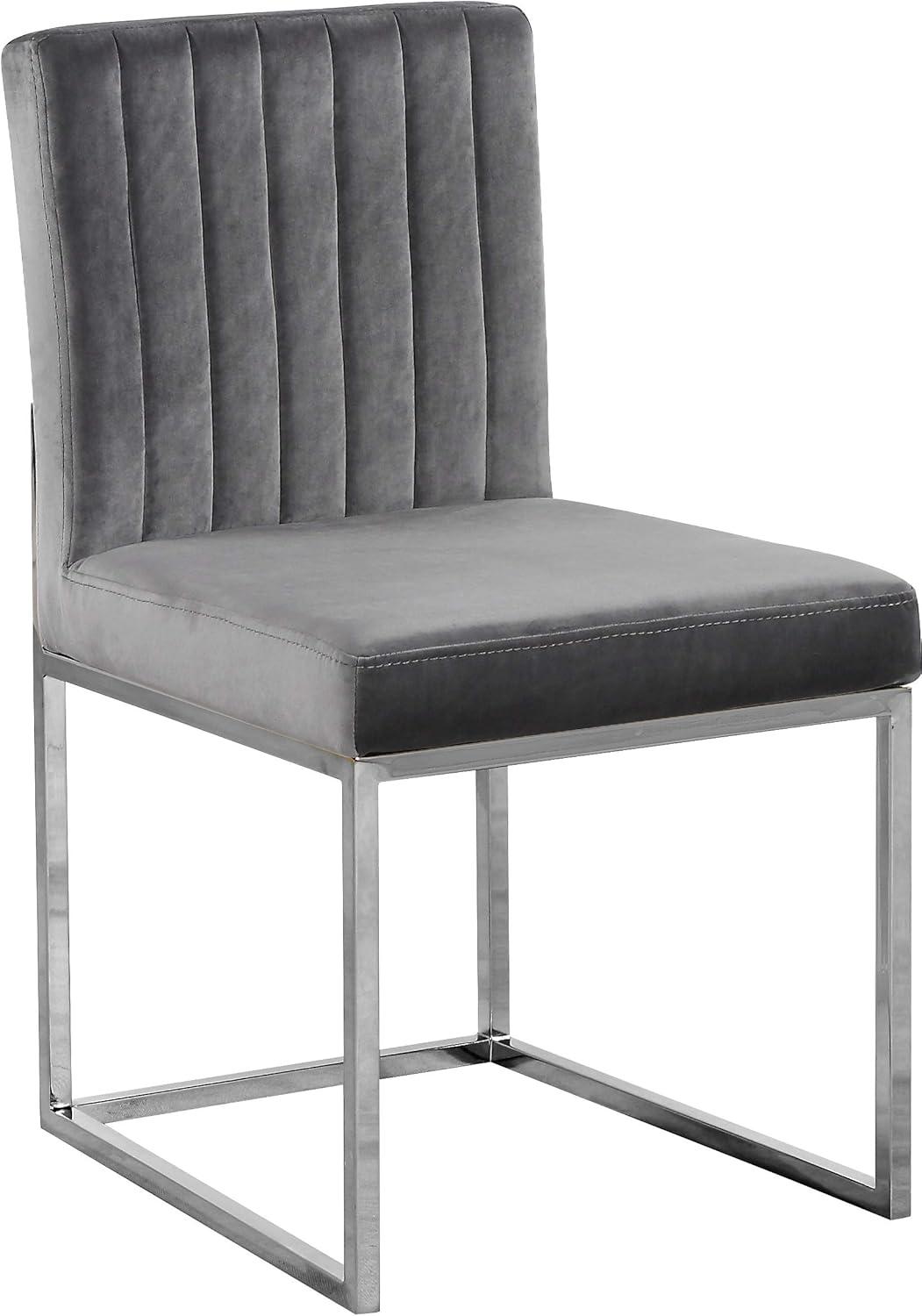 Meridian Furniture Contemporary Giselle Velvet Dining Chair in Gray (Set of 2)