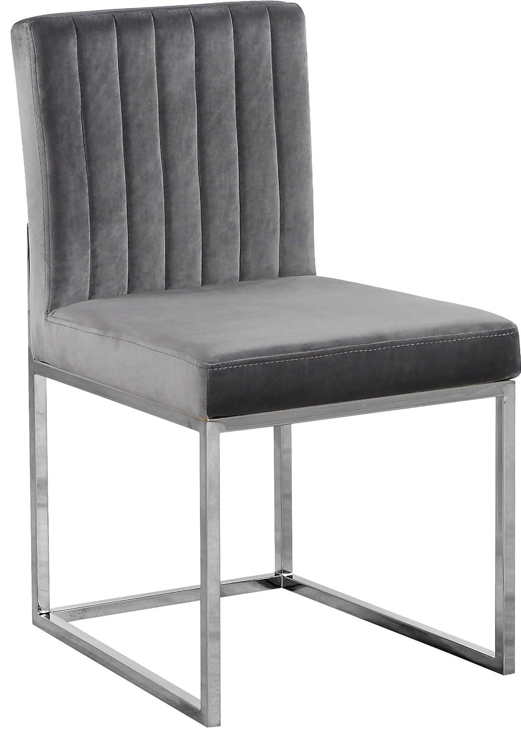 Meridian Furniture Contemporary Giselle Velvet Dining Chair in Gray (Set of 2)