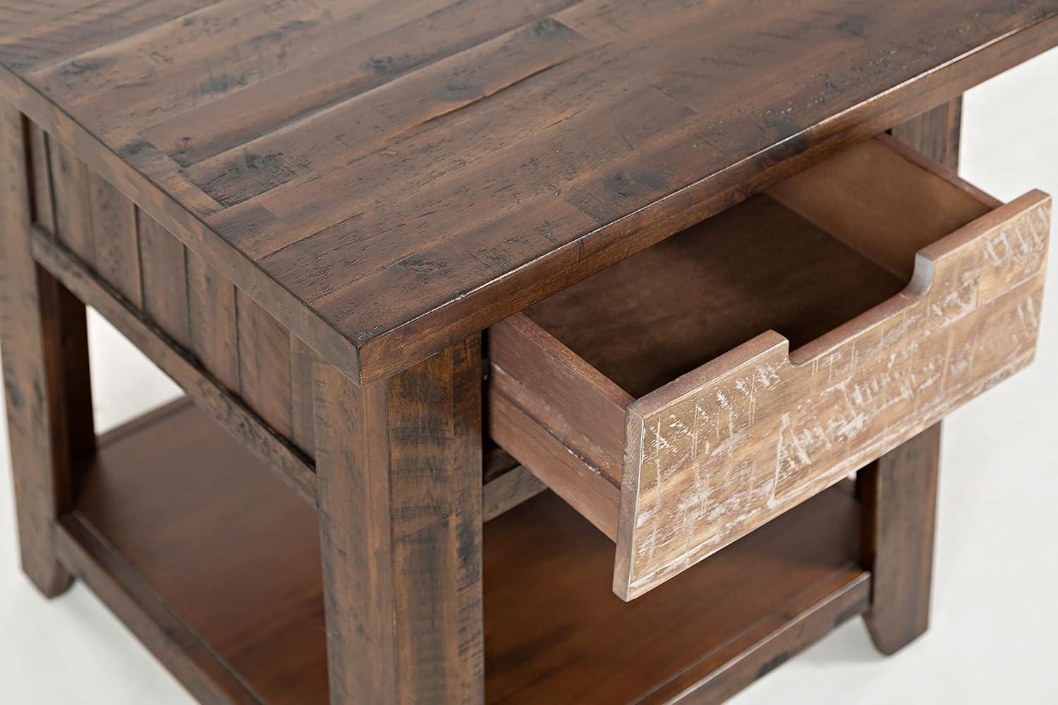 Jofran,Painted Canyon Rustic Solid Acacia End Table