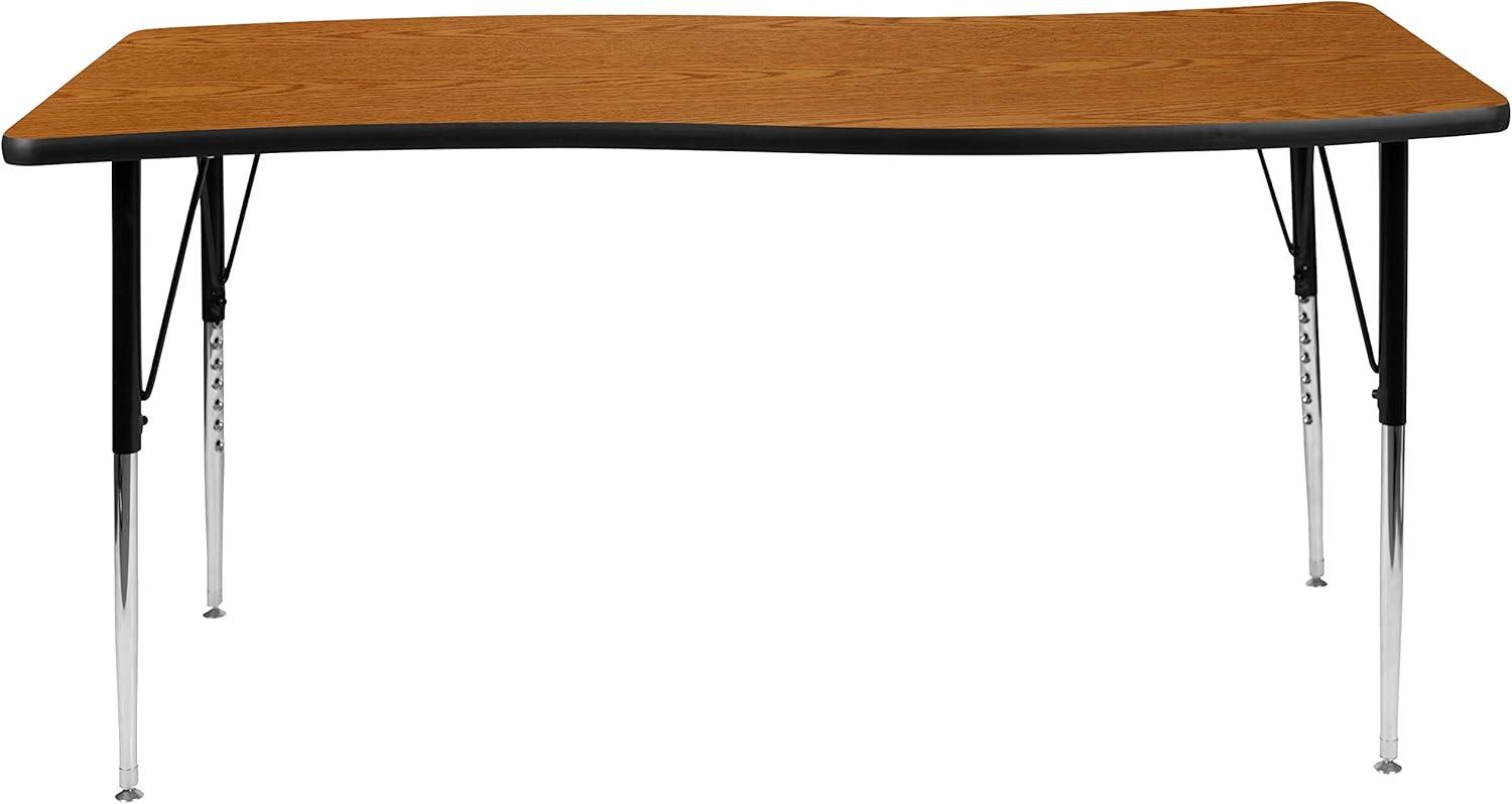 Flash Furniture Goddard 28"W x 47.5"L Rectangular Wave Collaborative Grey Adjustable Height Activity Table