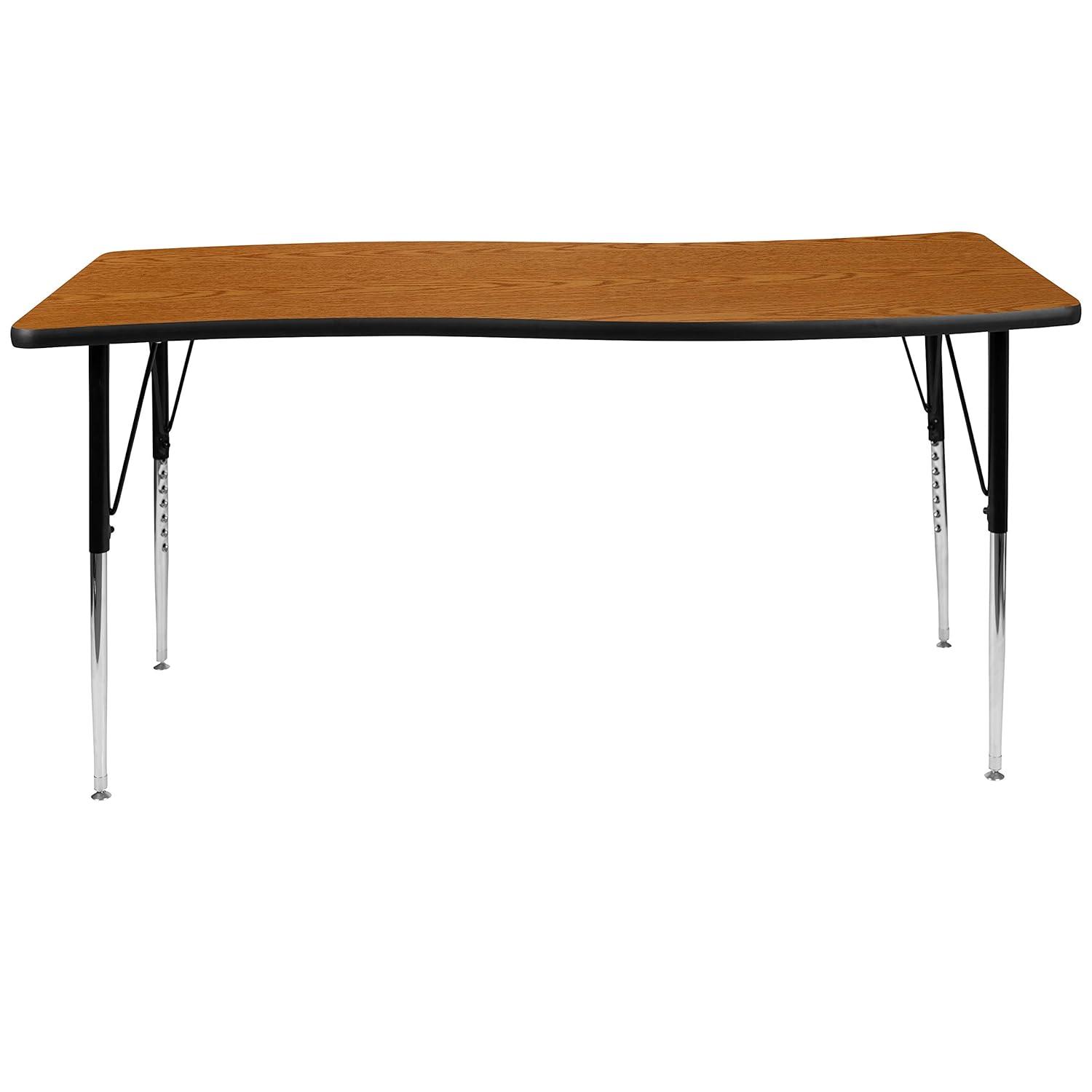 Flash Furniture Goddard 28"W x 47.5"L Rectangular Wave Collaborative Grey Adjustable Height Activity Table