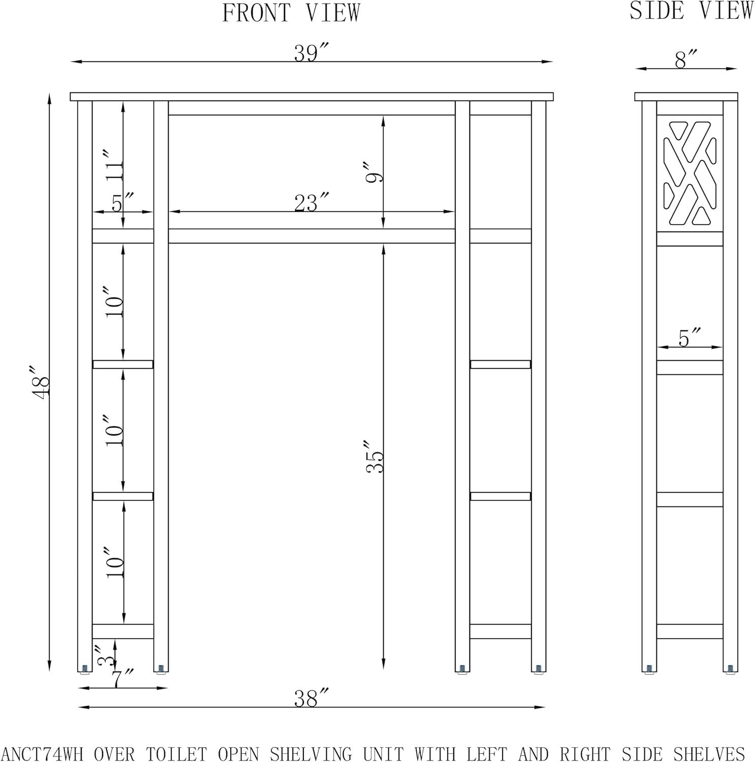 Coventry Bathroom Over the Toilet Open Shelving Unit with Shelves White - Alaterre Furniture