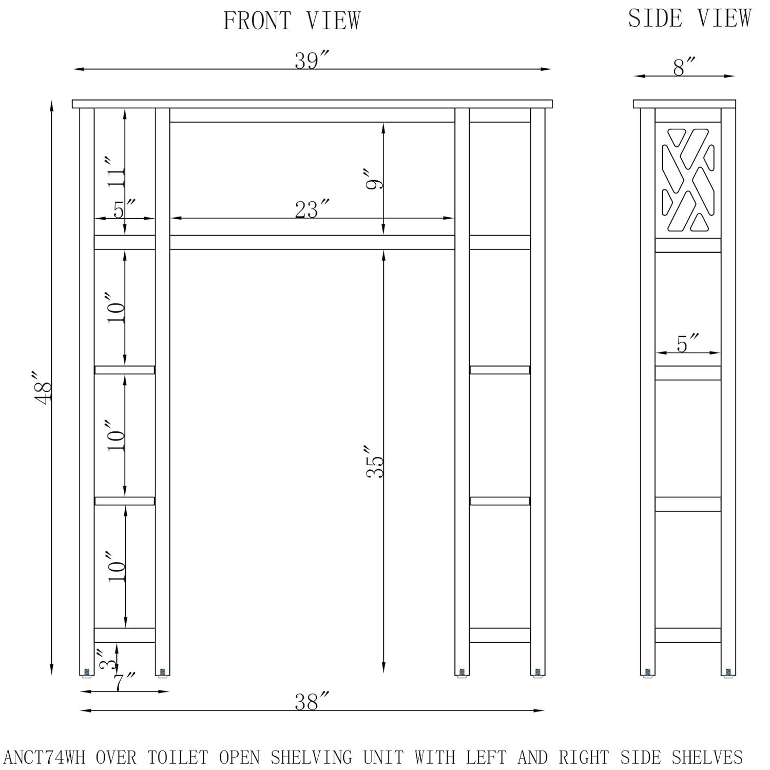 Coventry Bathroom Over the Toilet Open Shelving Unit with Shelves White - Alaterre Furniture