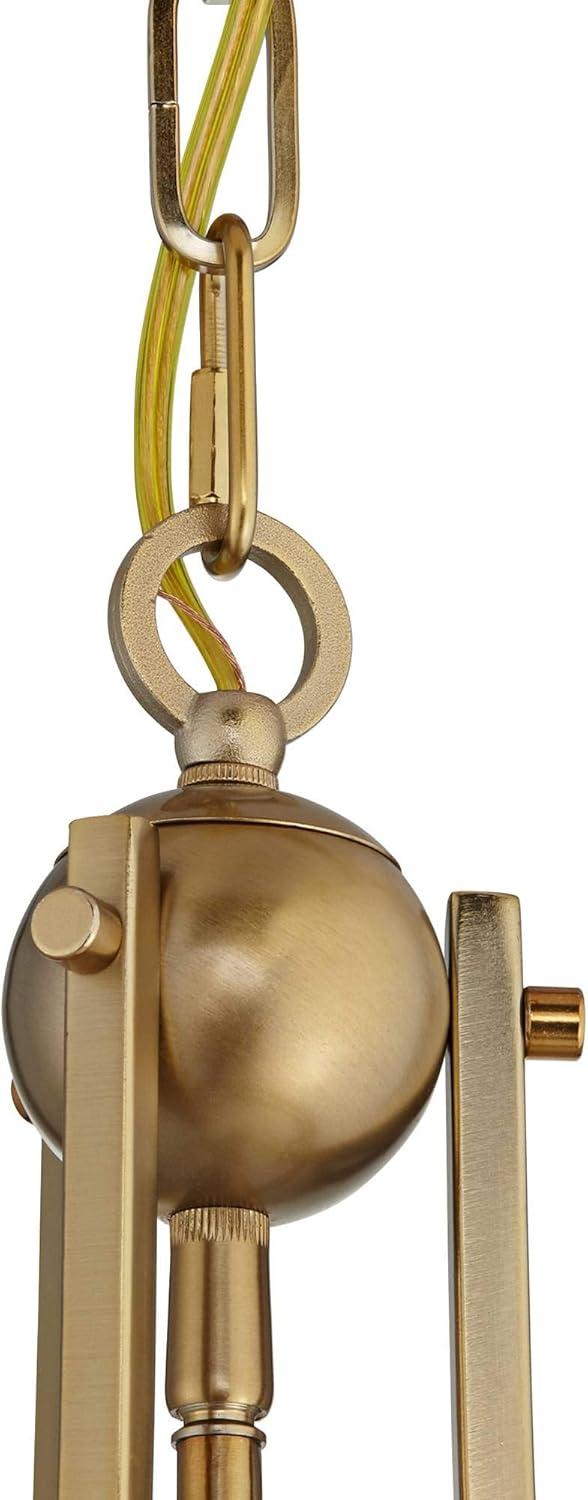 Franklin Iron Works Charleston Brass Pendant Lighting 13 1/2" Wide Modern LED Clear Glass Shade for Dining Room House Foyer Kitchen Island Entryway