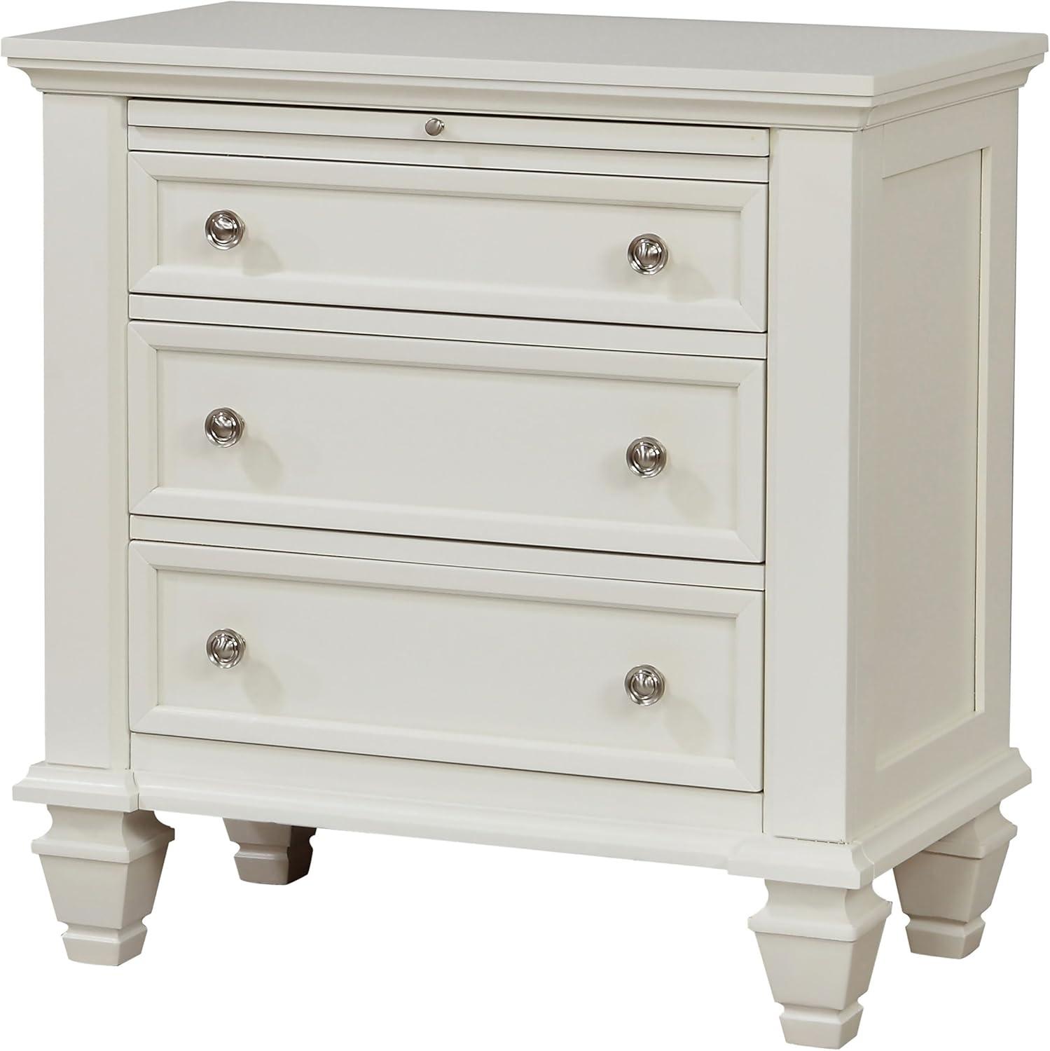 Coaster Sandy Beach Coastal 3-Drawer Wood Nightstand in White
